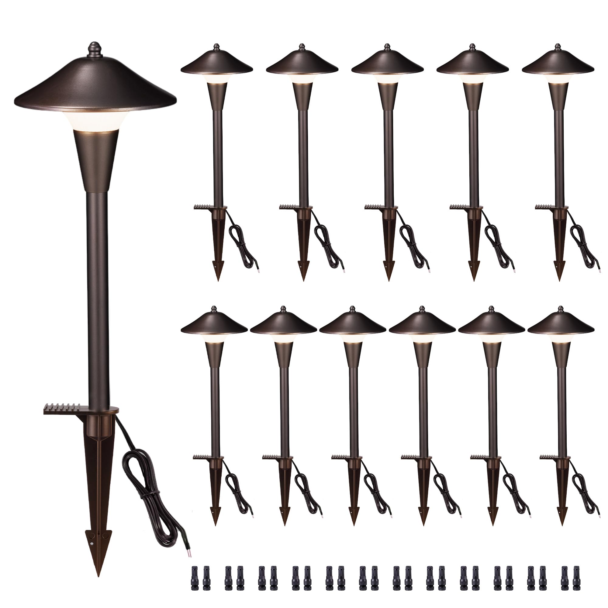 Varmtalys Pathway Landscaping Lighting, Low Voltage 5cct Modes Garden Path Light LED 12V, Outdoor Waterproof Sidewalk Lights, 5W