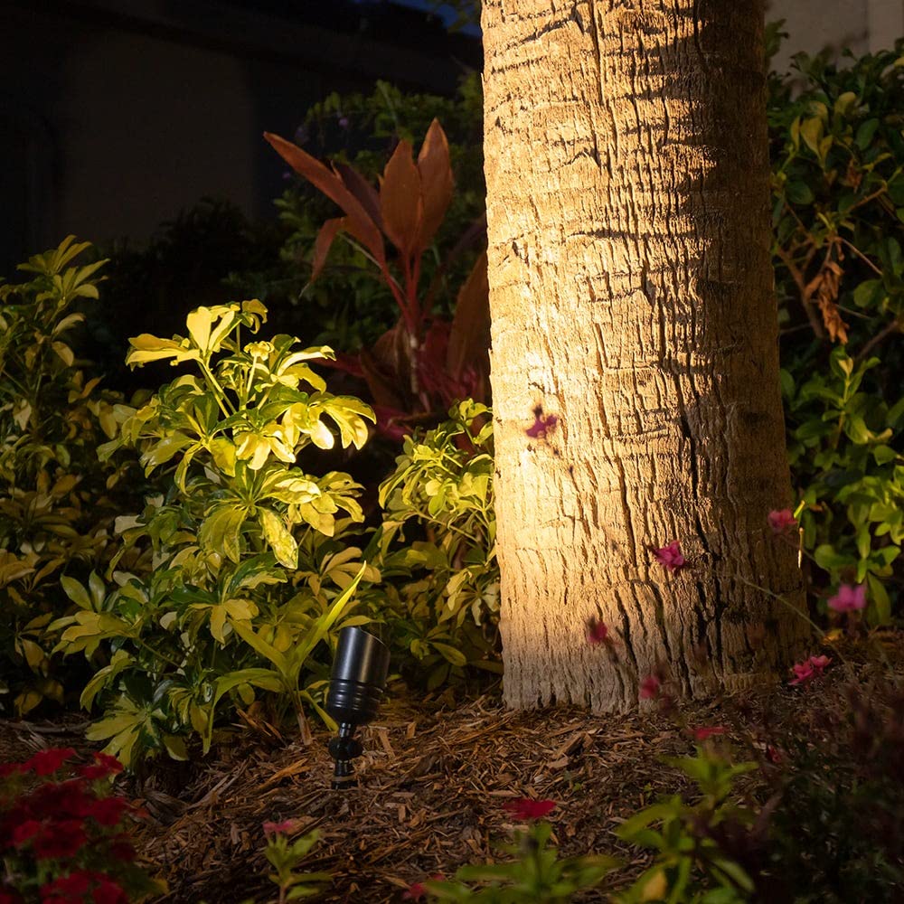 VOLT Brass Outdoor Mini Spotlight 12V - Black, Low Voltage for Landscape Lighting, Model VAL-20-22KBK
