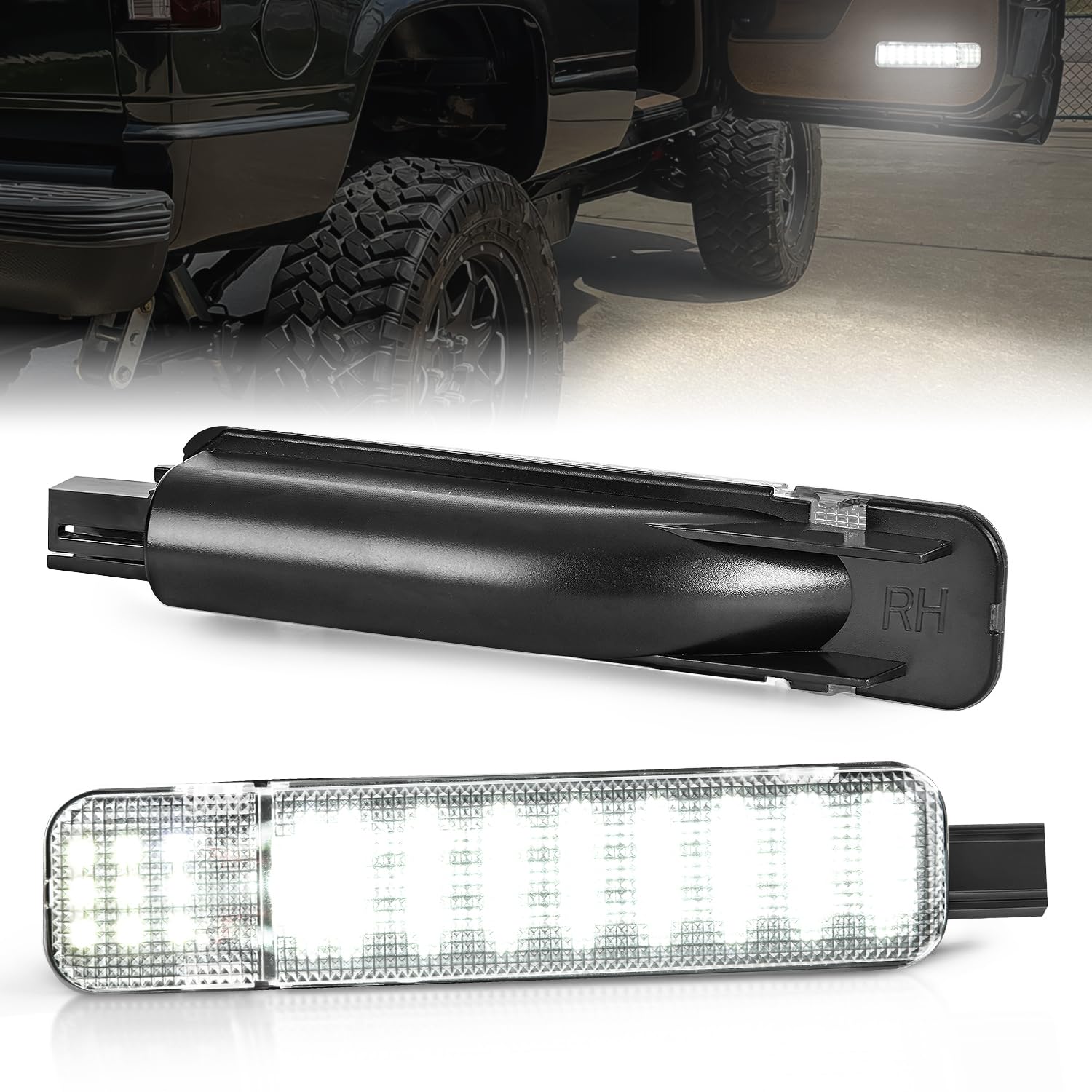 Nilight 2Pcs Led Interior Door Panel Light Courtesy Warning Lights White Beam Plug And Play Compatible With Chevy Gmc C/K Silver