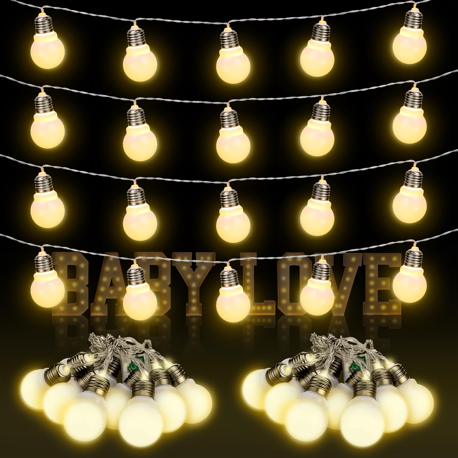 Retisee 4 Pcs Marquee Light String Bulbs13.8 ft Long for Marquee Letters Numbers 3 4 ft Tall Waterproof LED String Light for Ind