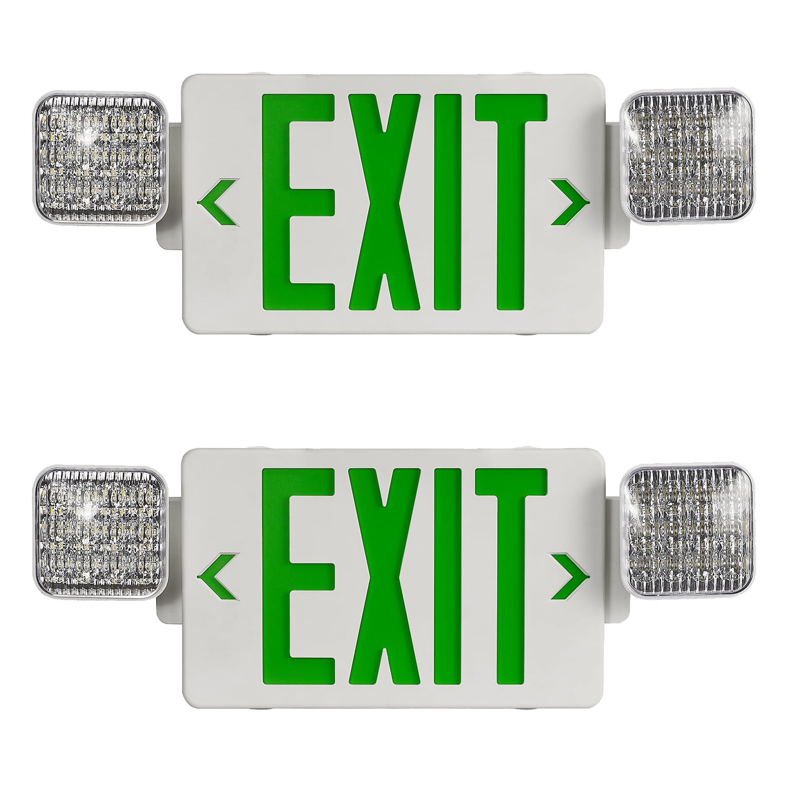 CM MZY Green Exit Sign with Emergency Light, Two Adjustable Square Head,Exit Sign with Battery Backup,US Standards,UL Certified,