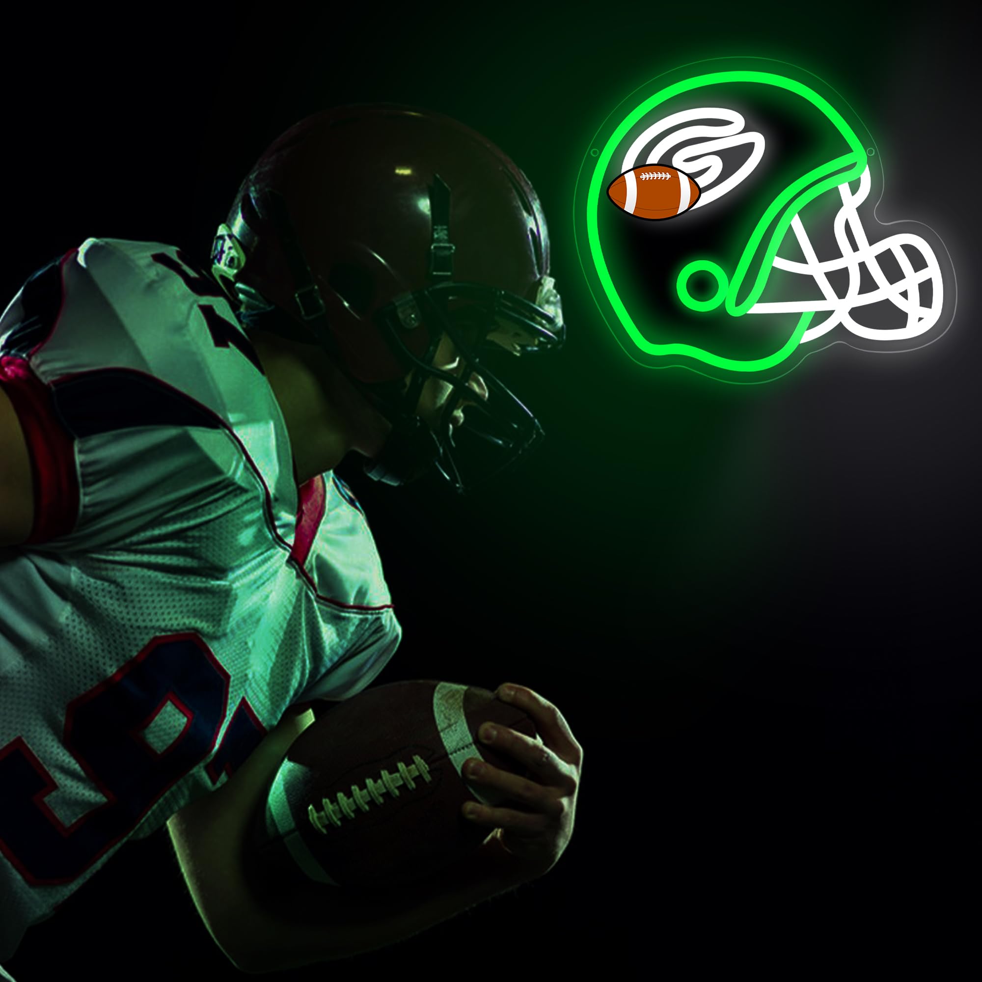 Brineon Football Neon Sign - Green LED Wall Decor, 11.8"x10.1", Acrylic for Man Cave, Garage, Bedroom, Bar, Game Room