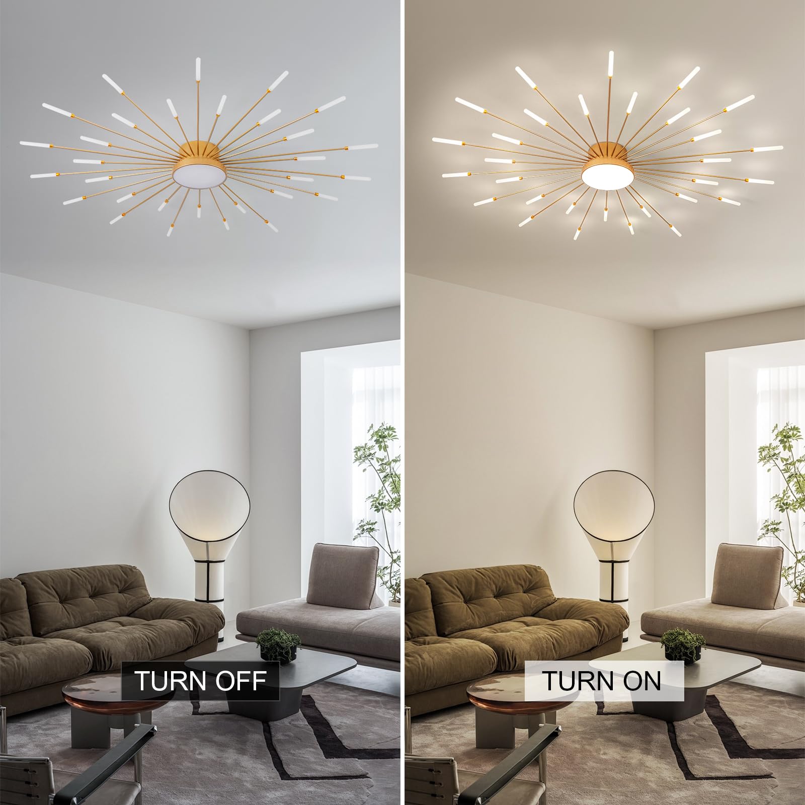 Jaymp Ceiling Light Modern Flower Shape Ceiling Lamp For Living Room Dining Room Flush Mount Metal Acrylic Sputnik Firework Peta