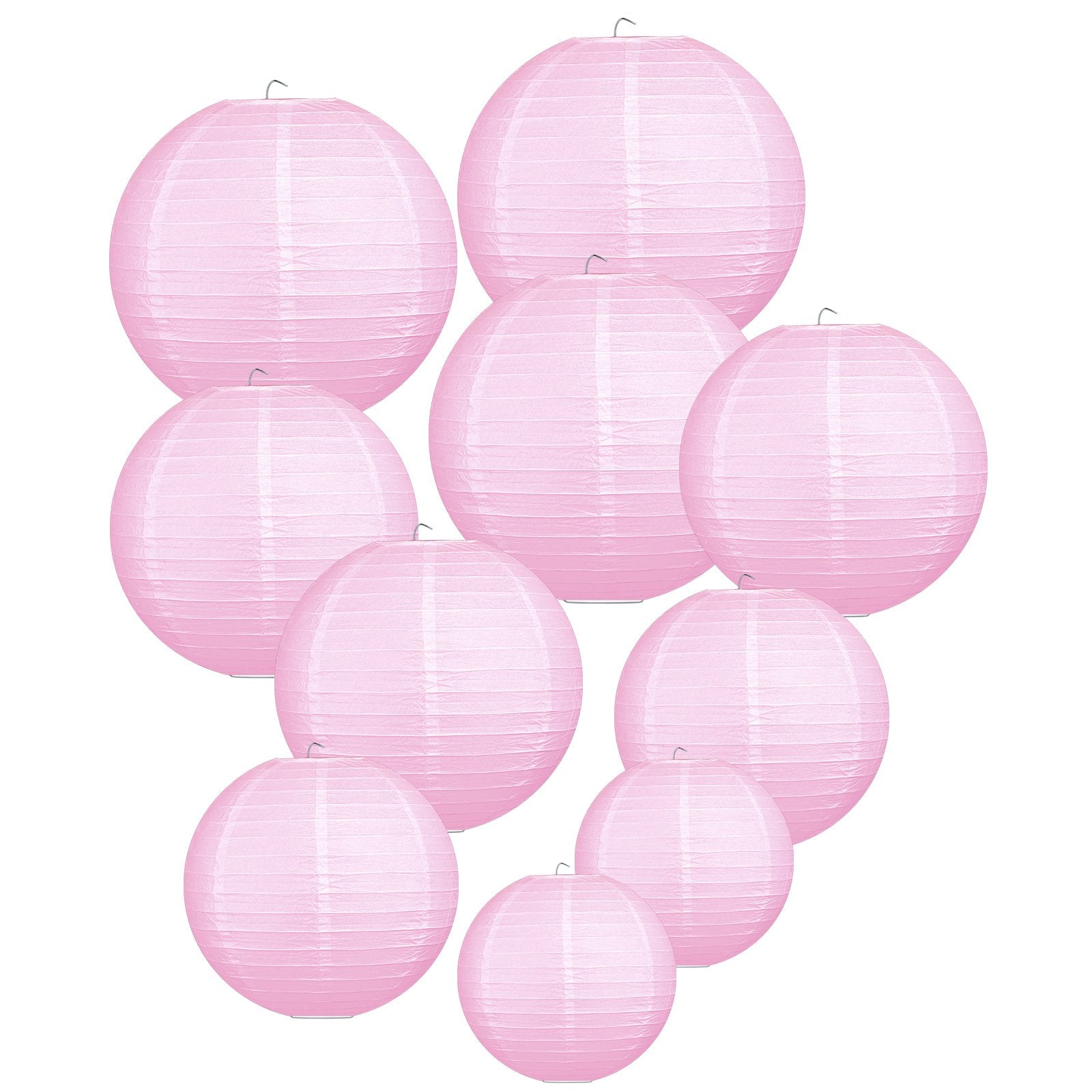 LIHAO Pink Paper Lanterns for Weddings, Birthdays, Parties and Events, 4 Size - 10PCS (6''/ 8''/ 10'' /12'')
