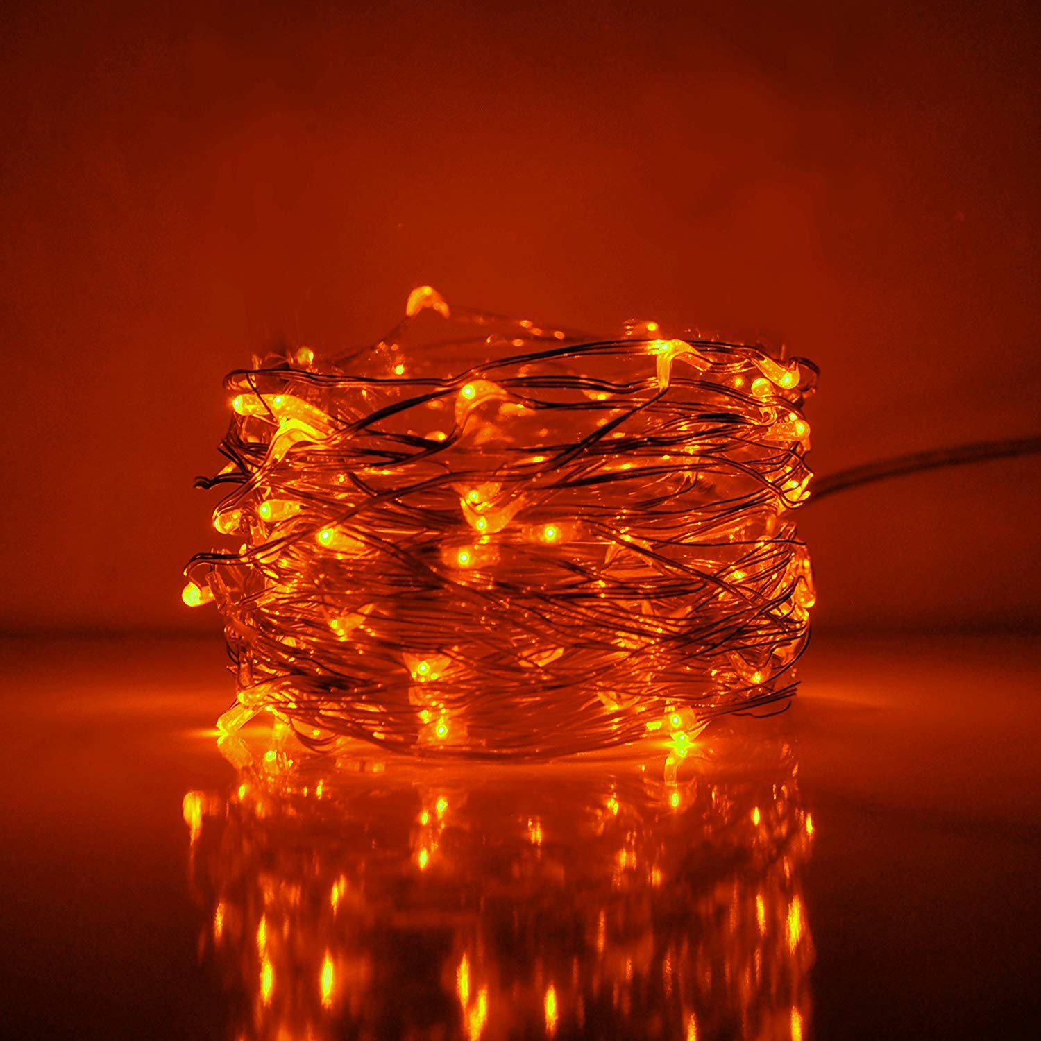 ANJAYLIA 2 Pack Fairy String Lights 30 LED Battery Operated 10Ft Orange Copper for Halloween, Thanksgiving, Christmas Indoor Decoration