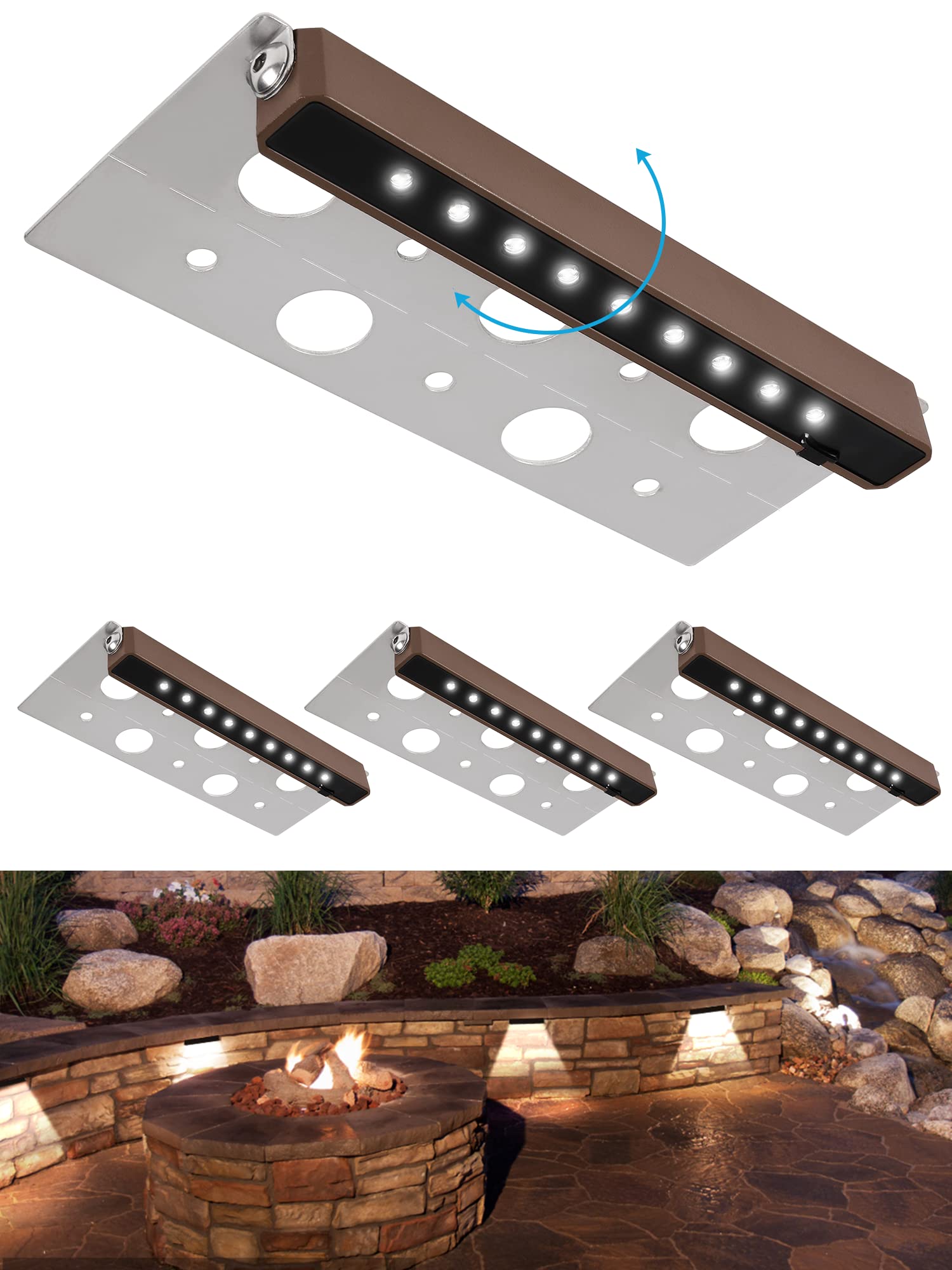 SMY Lighting Hardscape Paver Lights, 4Pack, 7 Inch, 2.5W, IP68 Waterproof, 5000K Daylight, Aluminum, Model SMY4HC