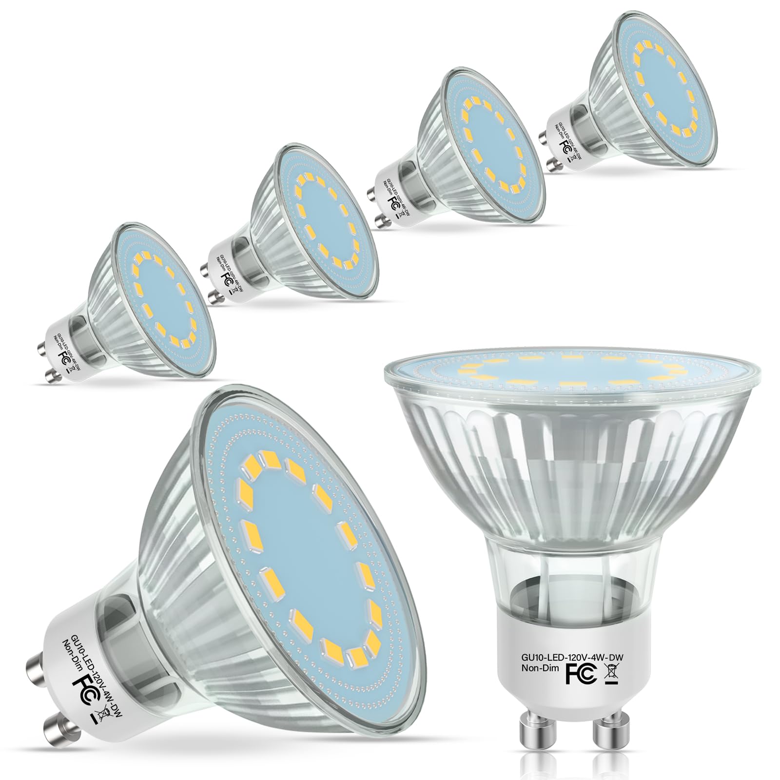 Gu10 Led Light Bulbs  50 Watt Halogen Equivalent  4000K Natural White Gu10 Bulb Replacement For Track&Recessed Lighting  4W 450 Lumens Led Bulbs For Kitchen  Range Hood  Living Room  6-Packs