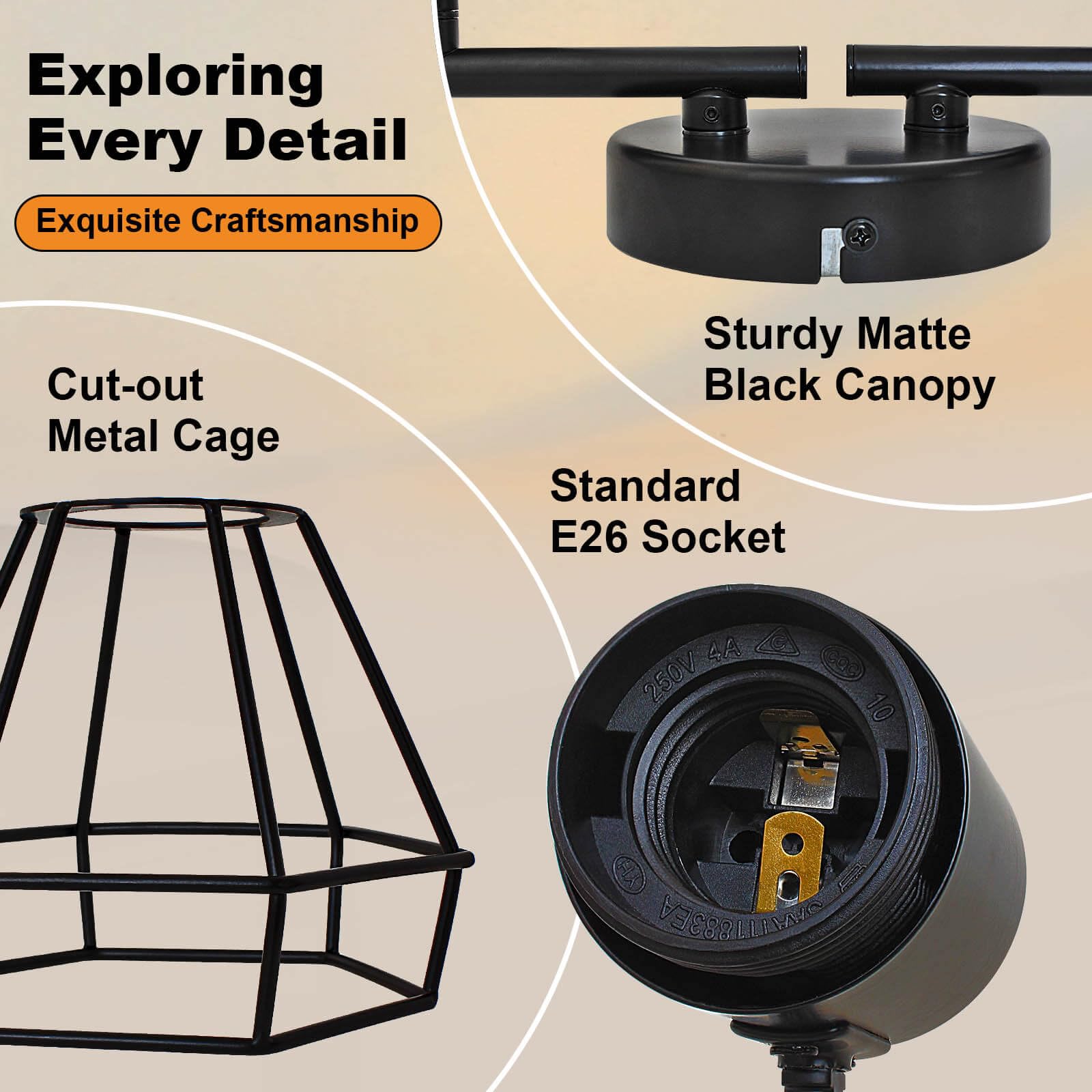 Hibay 6-Light Track Lighting, Directional Rotatable Ceiling Light Fixture, Black Farmhouse Track Spotlight For Kitchen, Bedroom,