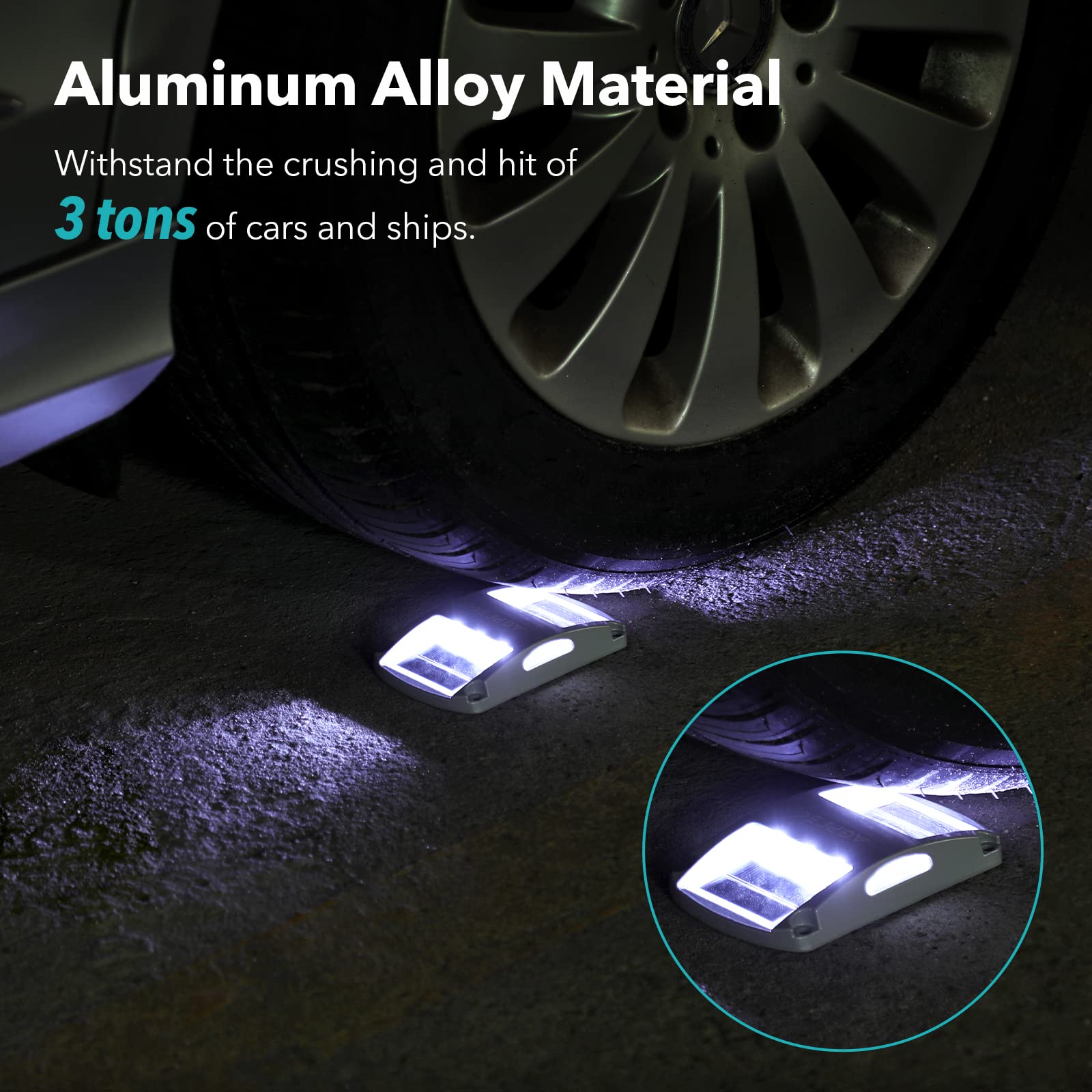 AGPTEK Solar Driveway Lights, LED Waterproof Marker for Pathway, 1 Pack, Aluminum, White Light, Model APOLSD1S