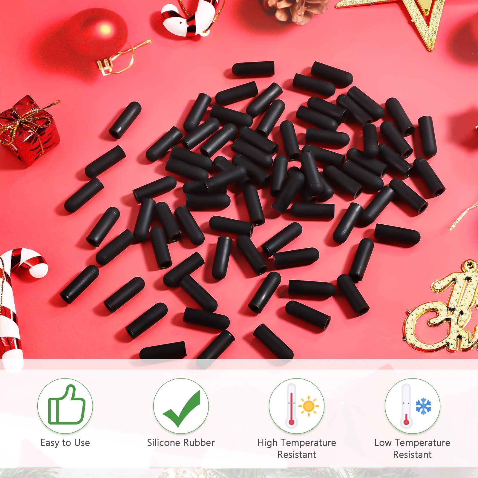 Zonon 100 Pieces No Glow Caps Christmas Glass Led Glow Plug Cap Light Blackout Caps No Glow Caps Black Out Cover For Christmas Lights(5 X 20 Mm, 100 Pieces)