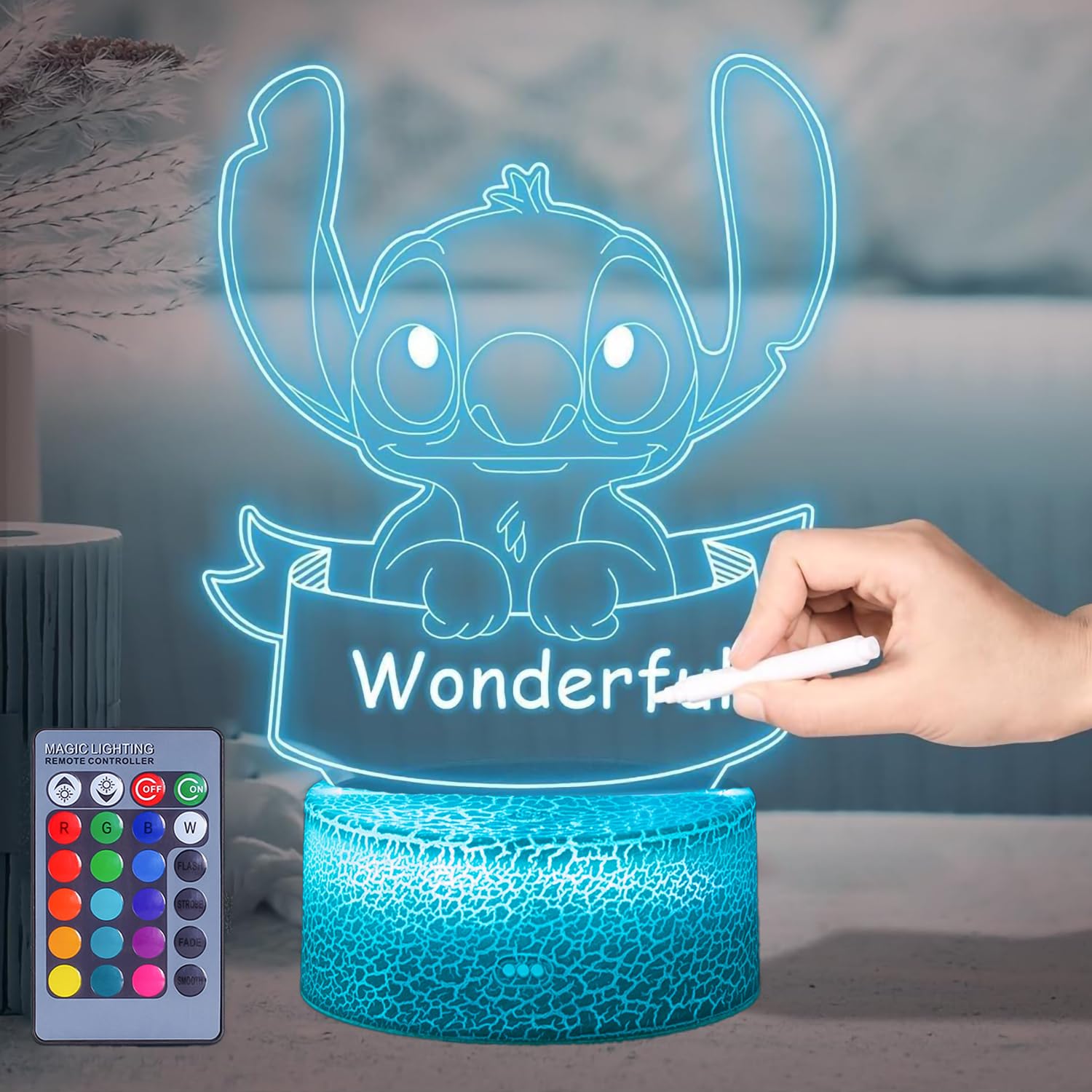 Hoofun Stitch Night Light: Stitch Gifts, Stitch Stuff With Remote Control And Marker Pen, Stitch Light 16 Colors For Girls Room