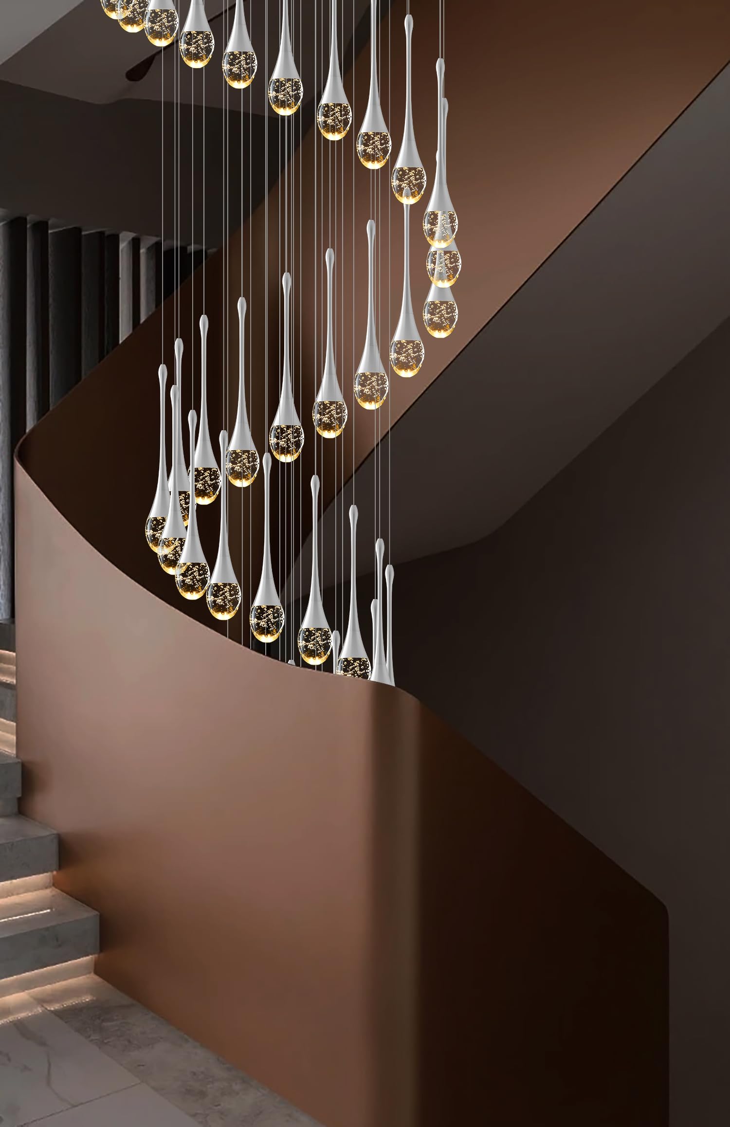 ykolupty Silver Crystal Chandelier - 42-Lights, Large 197" Pendant for High Ceilings, Entryway, Living Room, Foyer, Staircase