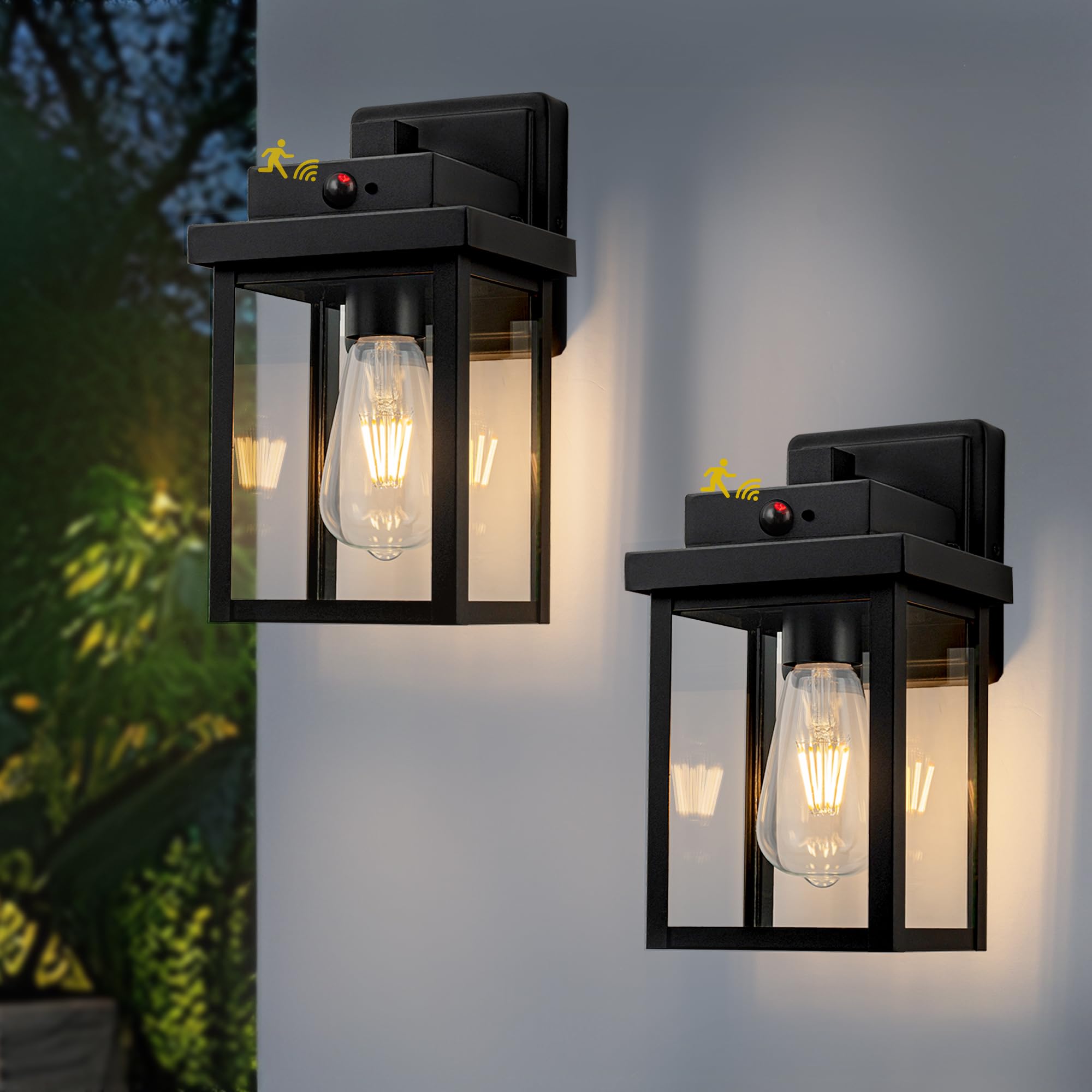 OUPAVOCS Motion Sensor Outdoor Wall Lights, Dusk to Dawn Front Porch Light Fixture, Patio Wall Lantern, Exterior Sconce Lighting