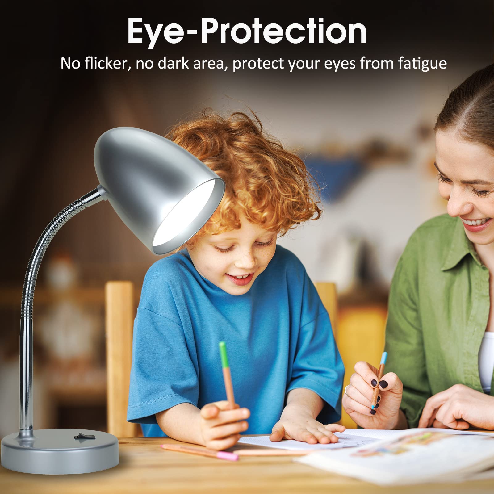 Led Desk Lamp, Flexible Gooseneck With Table Lamp, 3.5W 240Lm 4000K Cool White Study Lamps For Bedroom And Office, Eye Protectio