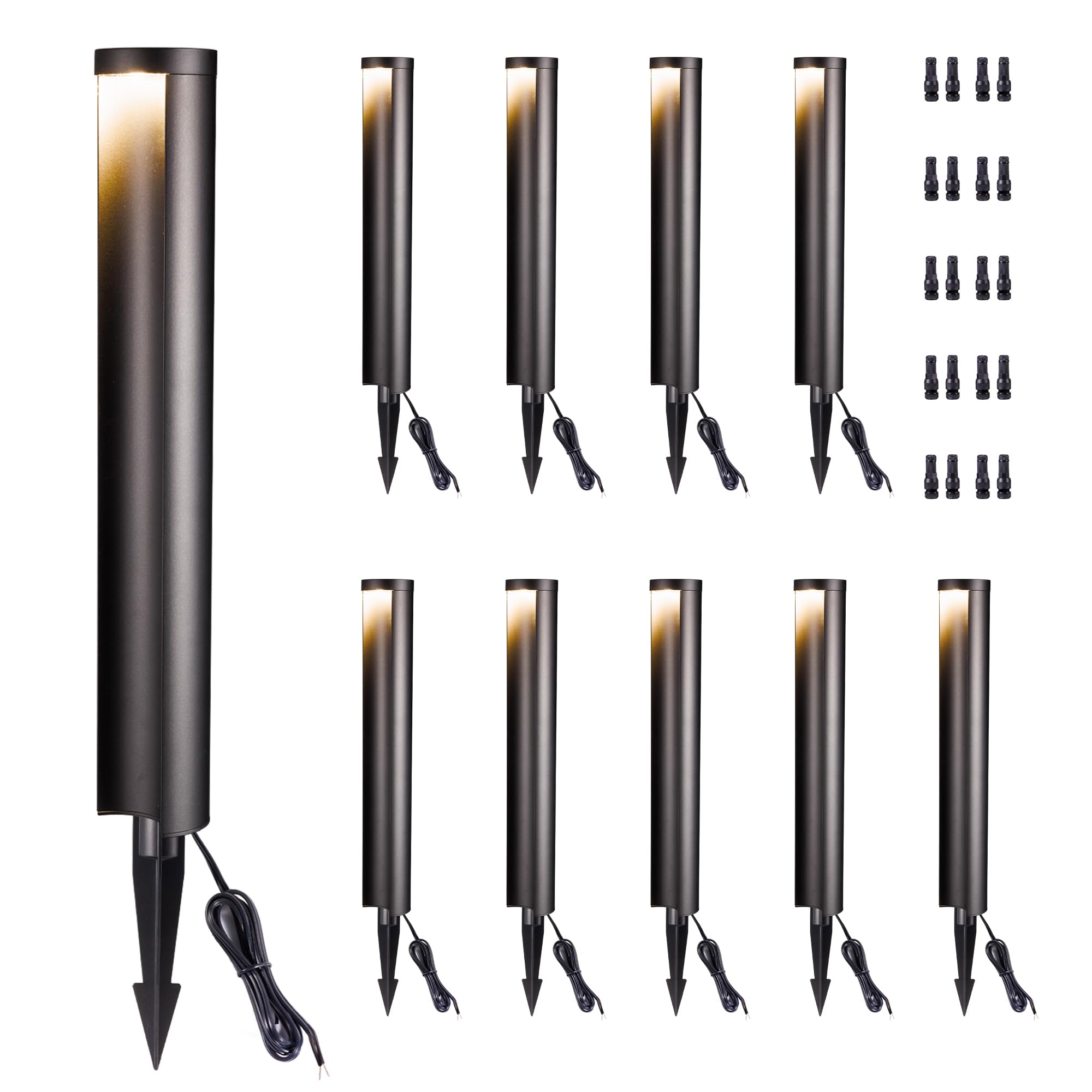 Varmtalys Landscape Path Lights Wired, LED 12V Low Voltage Pathway Lights, Outdoor Waterproof, 5W 200LM, Black Aluminum for Driv