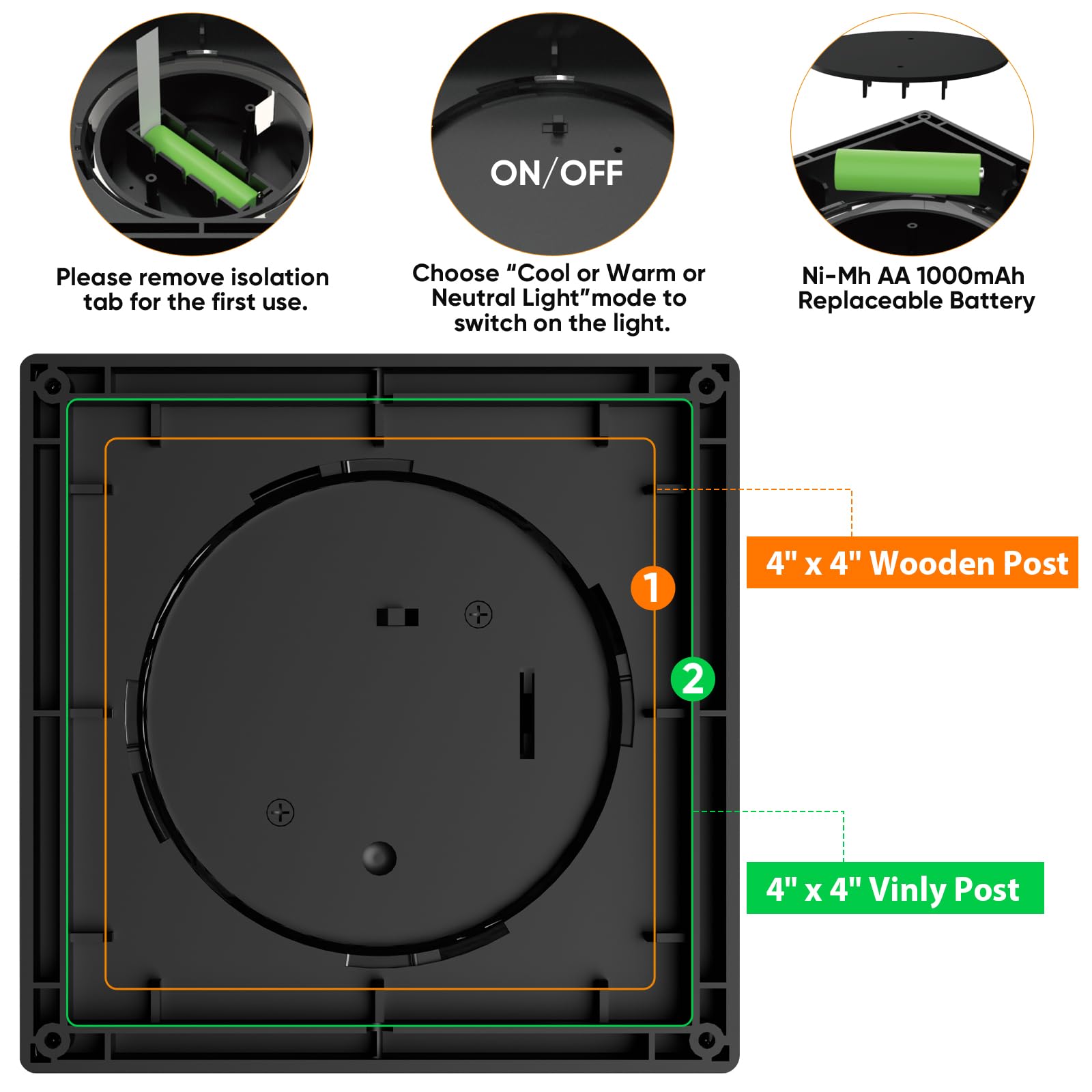 Viewsun 8 Pack Solar Post Cap Lights, 3 Color Modes Fence Post Solar Lights Outdoor With 72 Leds, Ip65 Waterproof Deck Lights De