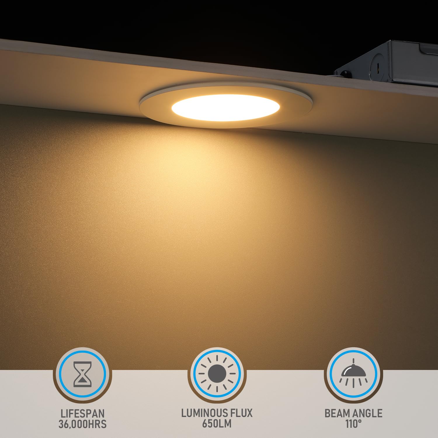 Torchstar Basic Series 12-Pack 4 Inch Ultra-Thin Led Recessed Lighting With Junction Box, Aluminum, 2700K Soft White, 5%-100% Di