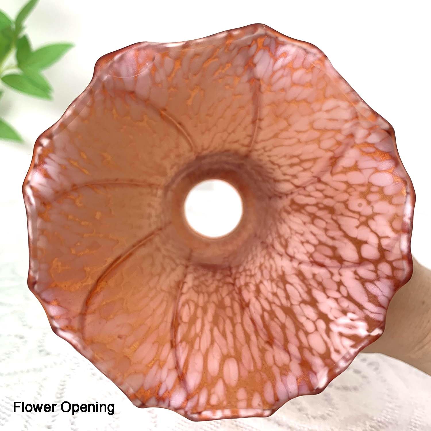Bieye LS92 Large Orange Lily Flower Blown Glass Lampshade, I.D. 1.26" x O.D. 1.5"