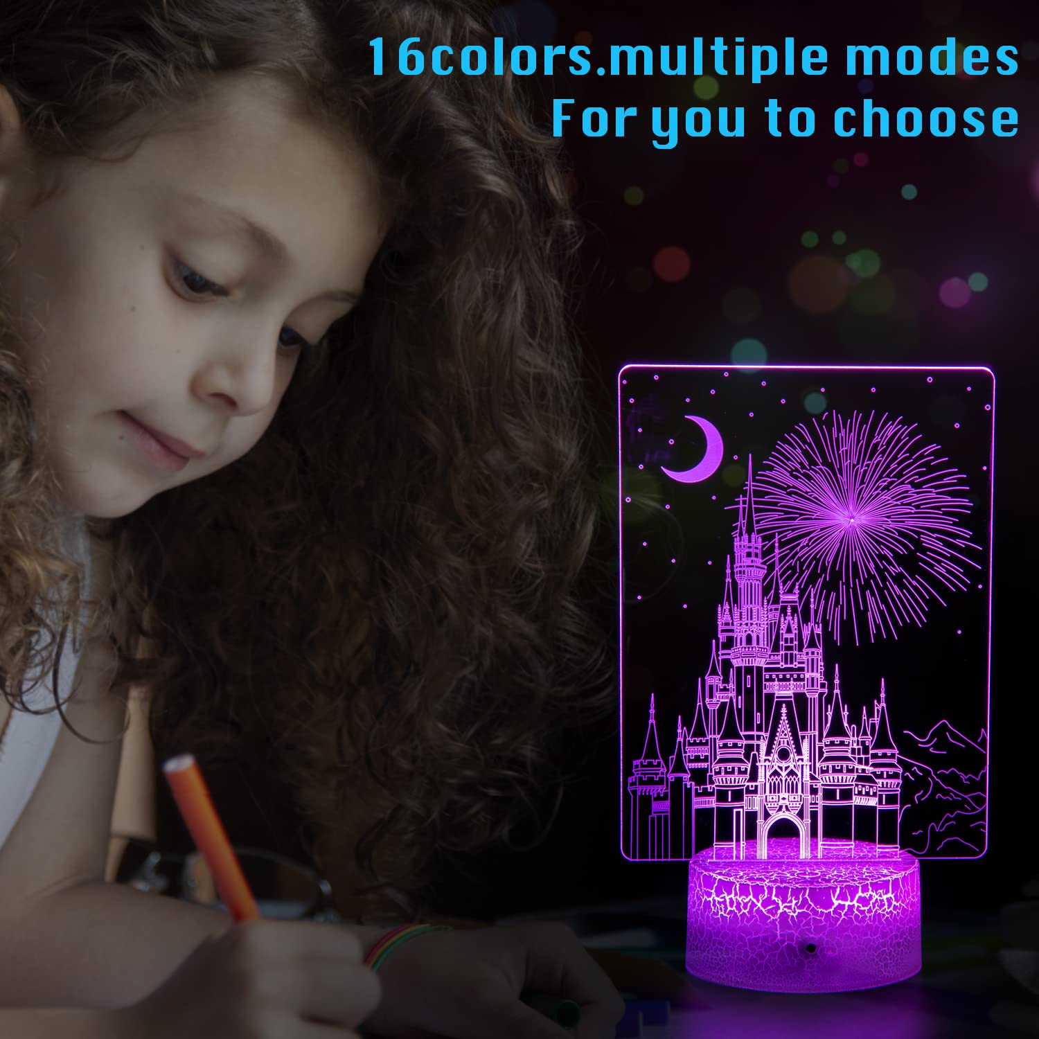Uyeyuy Creative 3D Illusion Lamp Castle Night Light With Remote & Smart Touch 7 Colors + 16 Colors Changing Dimmable Castle Kids