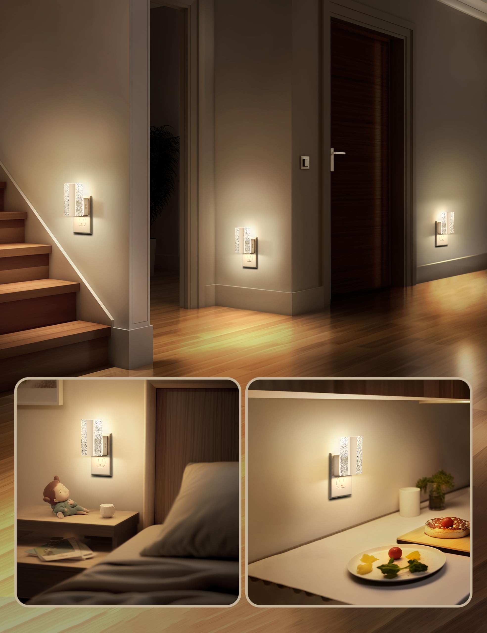 DORESshop LED Night Light with Dusk-to-Dawn Sensor, Dimmable, White, 1 Count, Model D-GY11302WHUS