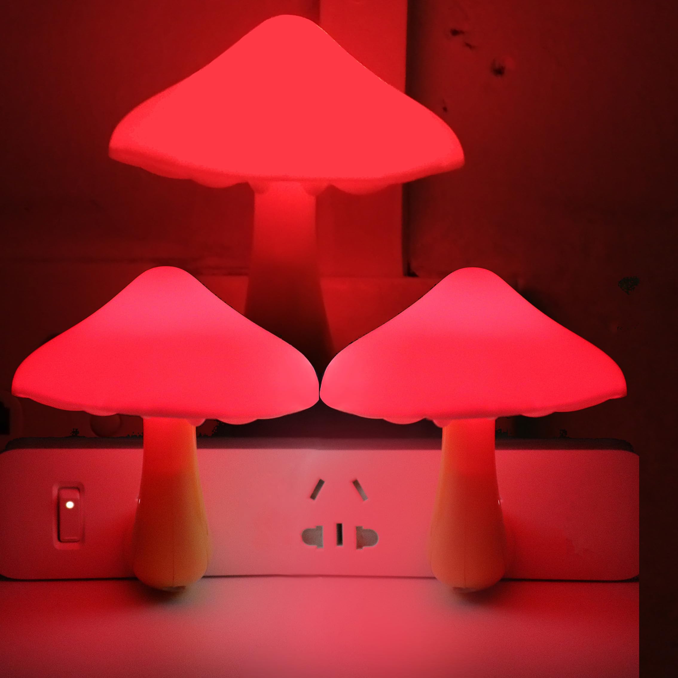 AUSAYE 3 Pack Sensor LED Night Lights Plug in Lamp Mushroom Light for Adults Kids NightLight Bedroom,Bathroom,Toilet,Hallway,Sta