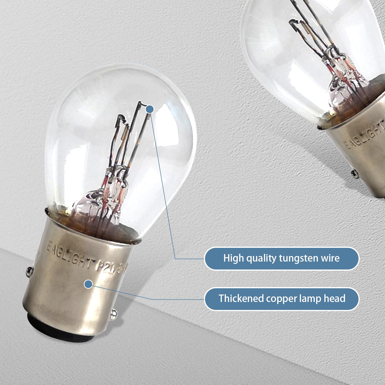 Flygun 1157 P21/5W S25 BAY15D Halogen Light Bulb, 10 PCS, White, Model FUNSCD2020WH-10PCS, Double Tail Brake