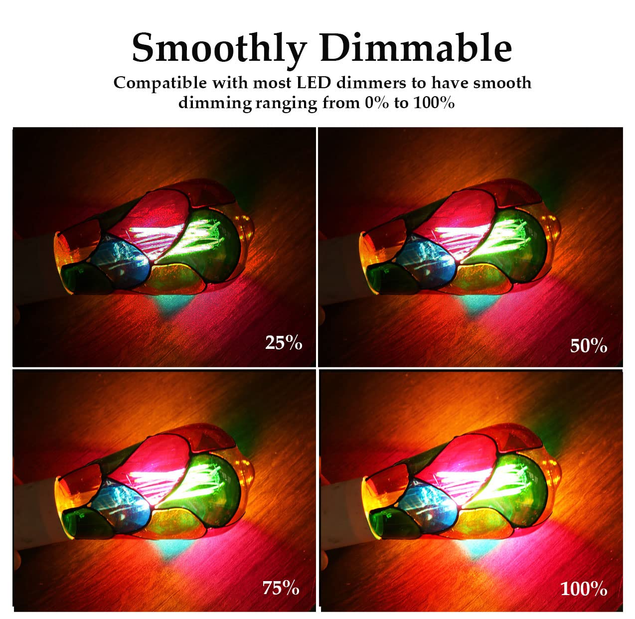 Greeogin Dimmable Stained Glass Led Light Bulb 6W Ac120V, 60W Halogen Bulb Equivalent, E26 St64 Color Led Light Bulbs For Home P