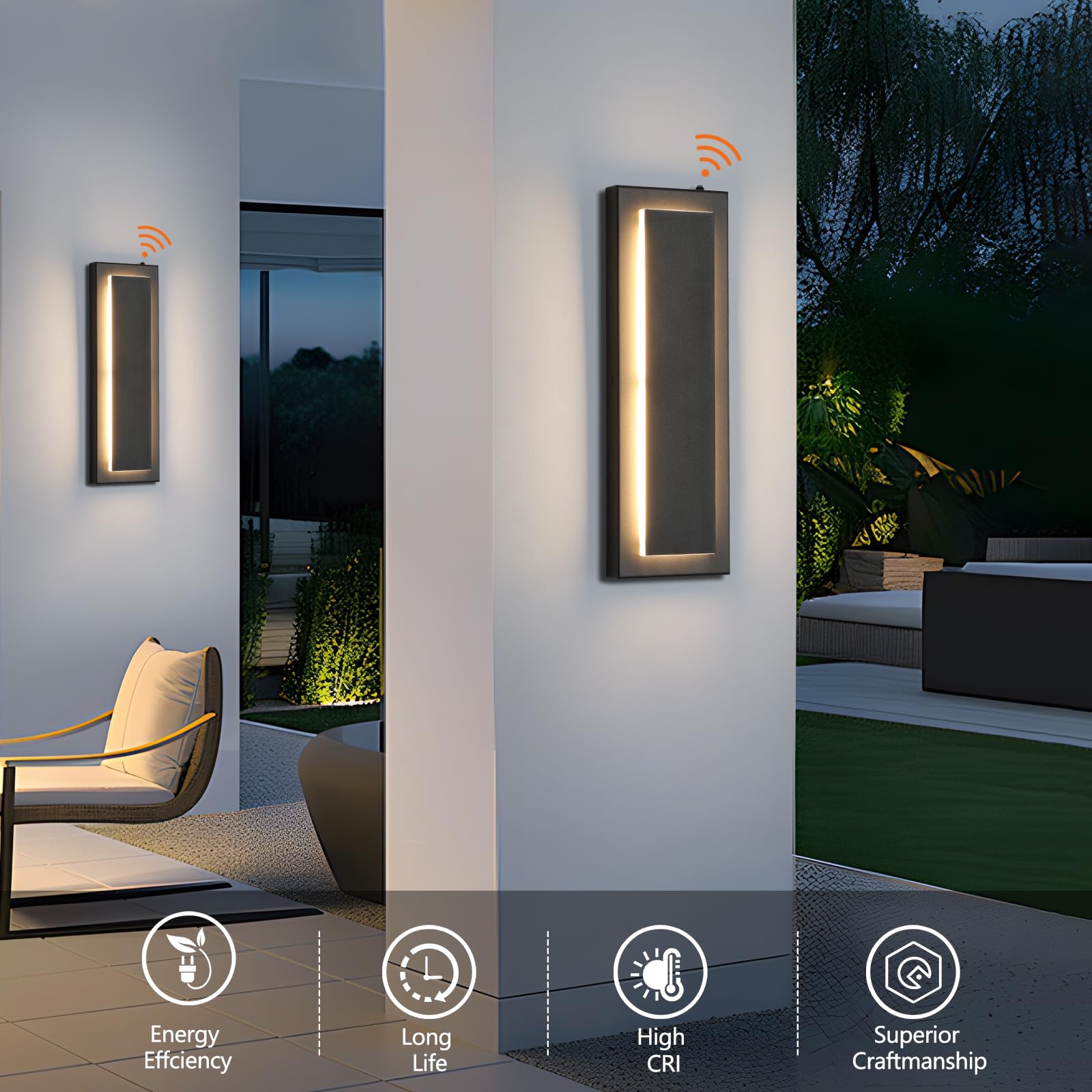 Tewei Led Outdoor Wall Sconce Dusk To Dawn Outdoor Lighting  Modern Exterior Lighting Fixtures Matte Black Led Exterior Wall Lights For House Front Porch  Warm White 3000K  2 Pack