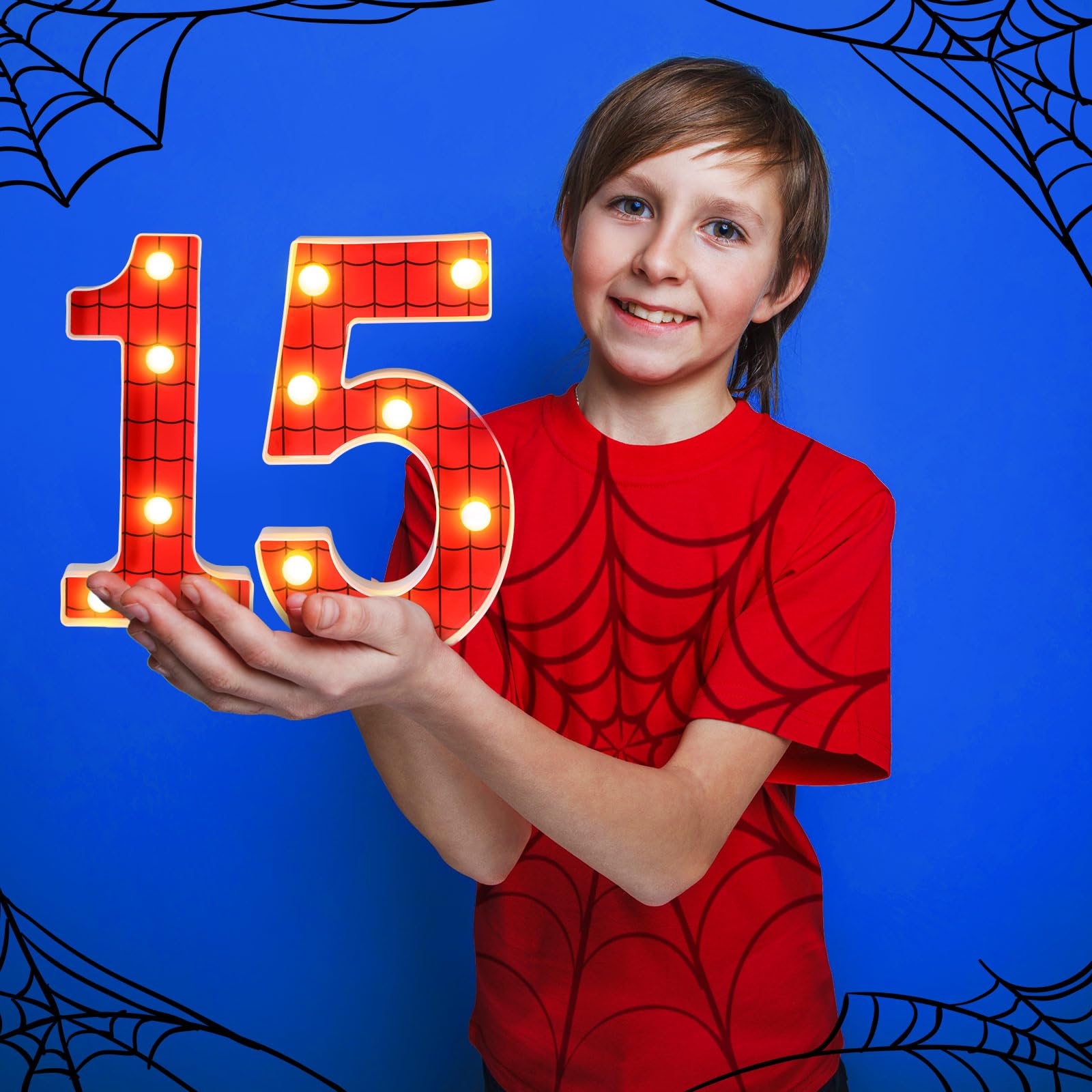VIHOSE Spider LED Number Lights for Birthday Party - Number 5, 8.7" x 1.8", Polypropylene, as shown, Model ANB-VIHOSE-185