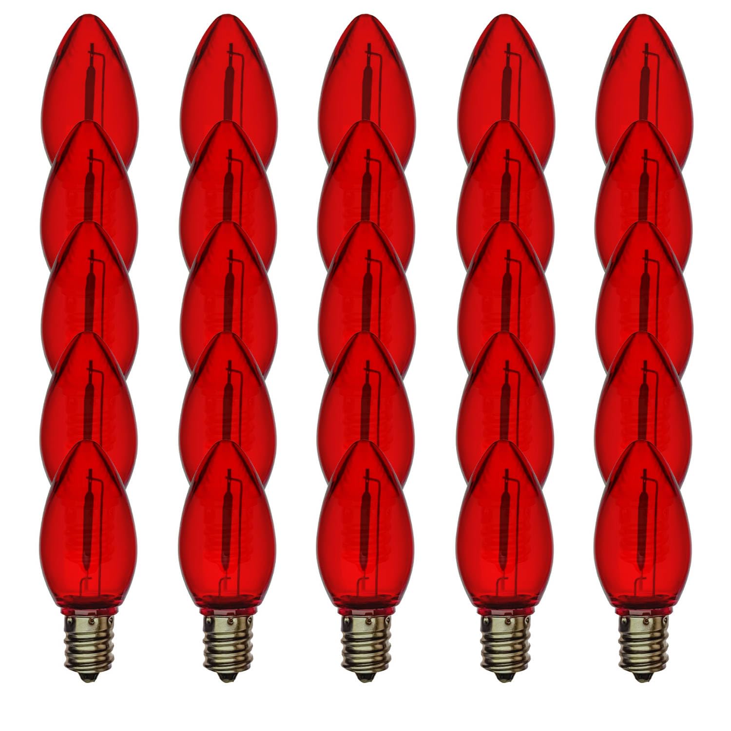 EZLS C7 RED Colored LED Filament Plastic Bulbs Pack of 25