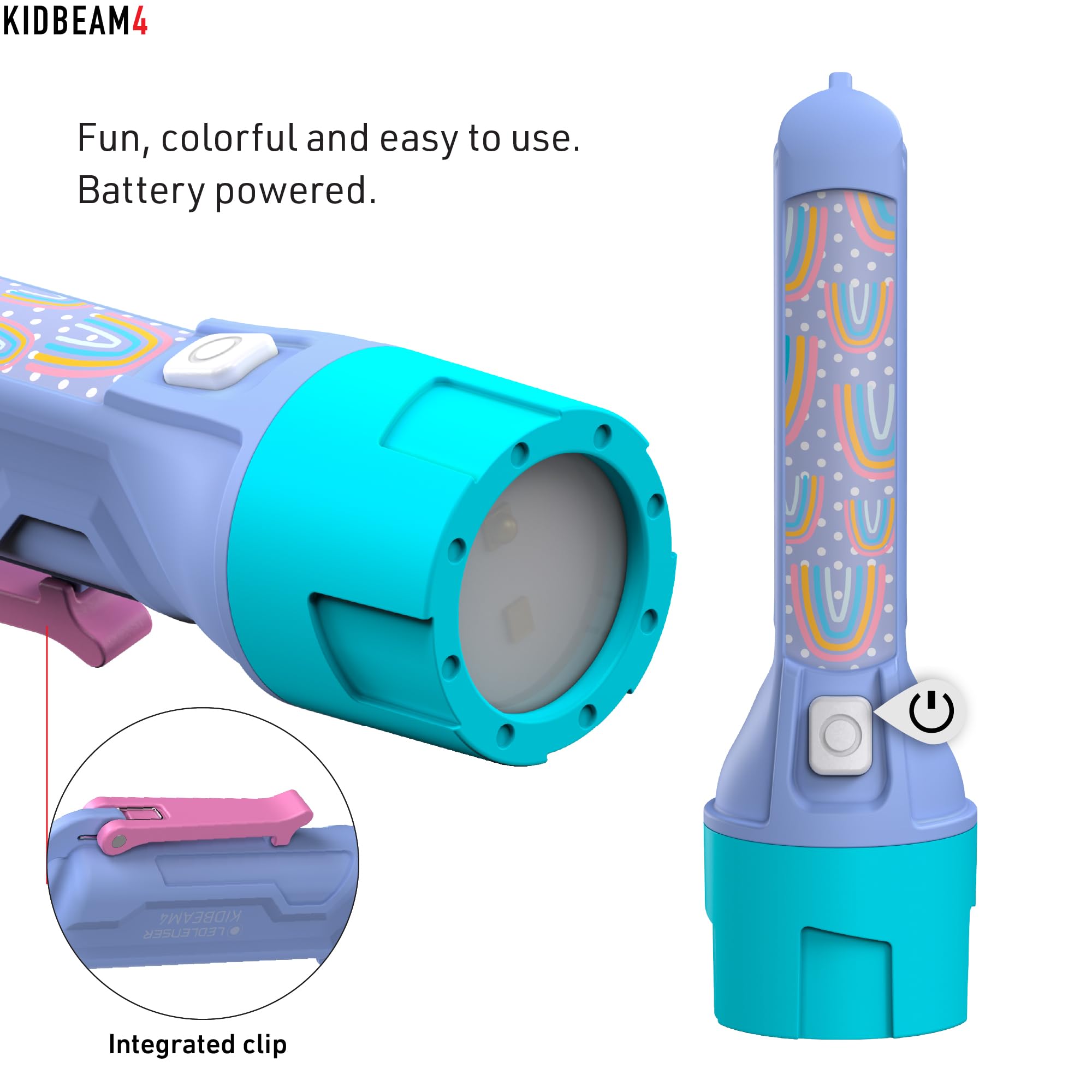 Ledlenser Kidbeam4 Flashlight - Purple, Multiple Color Functions, Reduced Glare, Model 502789