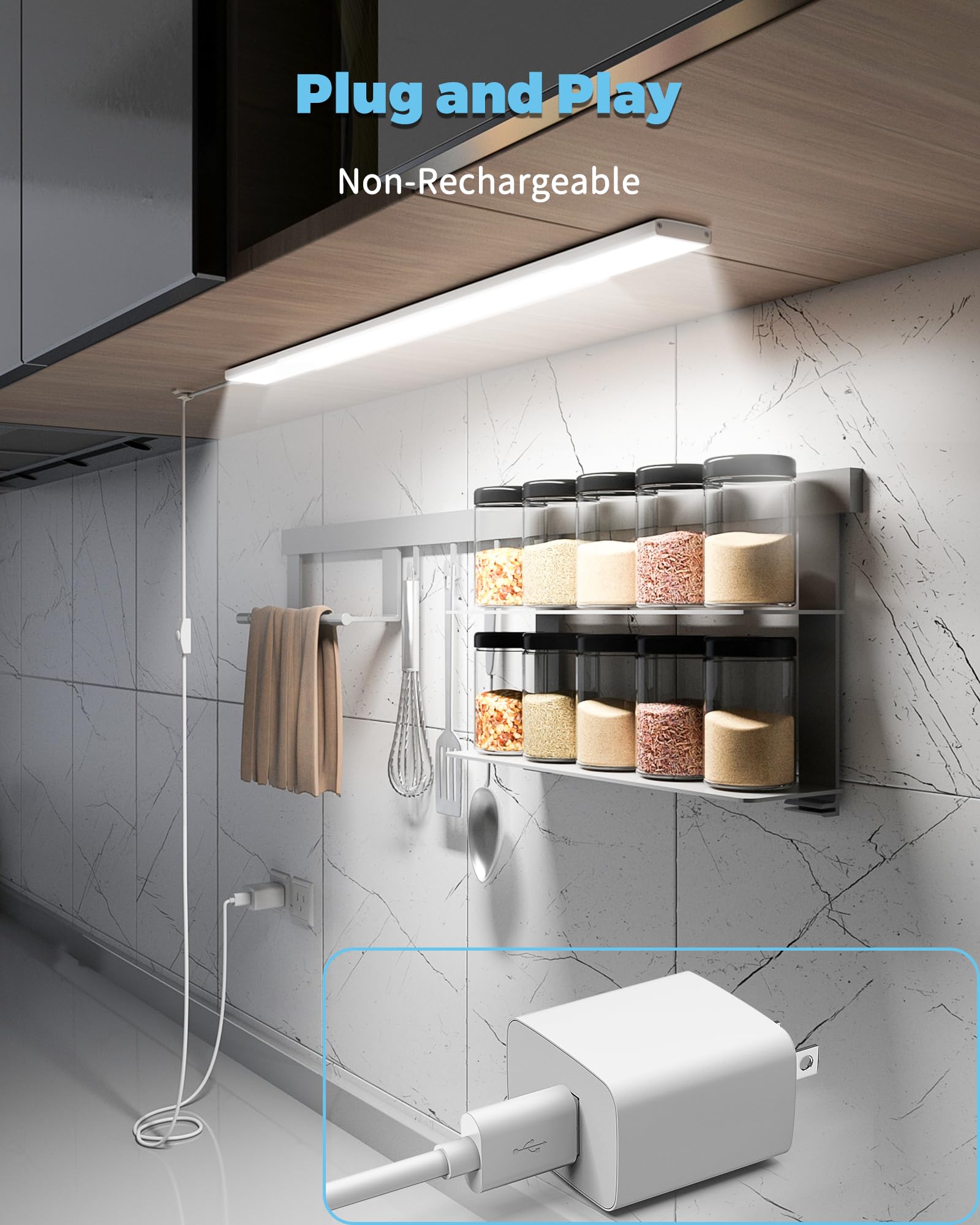 ASOKO LED Under Cabinet Lighting, 24Inch, 900Lumen, Dimmable, Cool White, Model UNO-PRO-UT