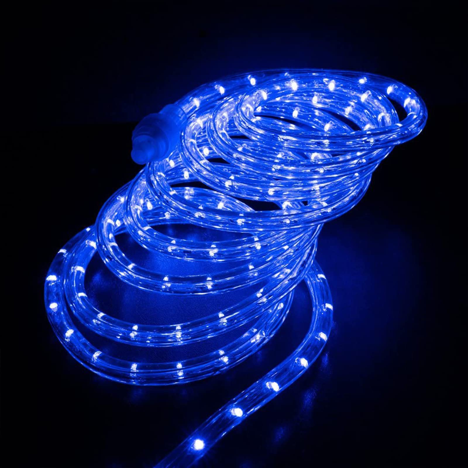 Jnaurb 100ft LED Rope Lights, Blue, Waterproof, 720 LEDs, Flexible Tube, 8 Modes for Outdoor/Indoor Xmas Decoration