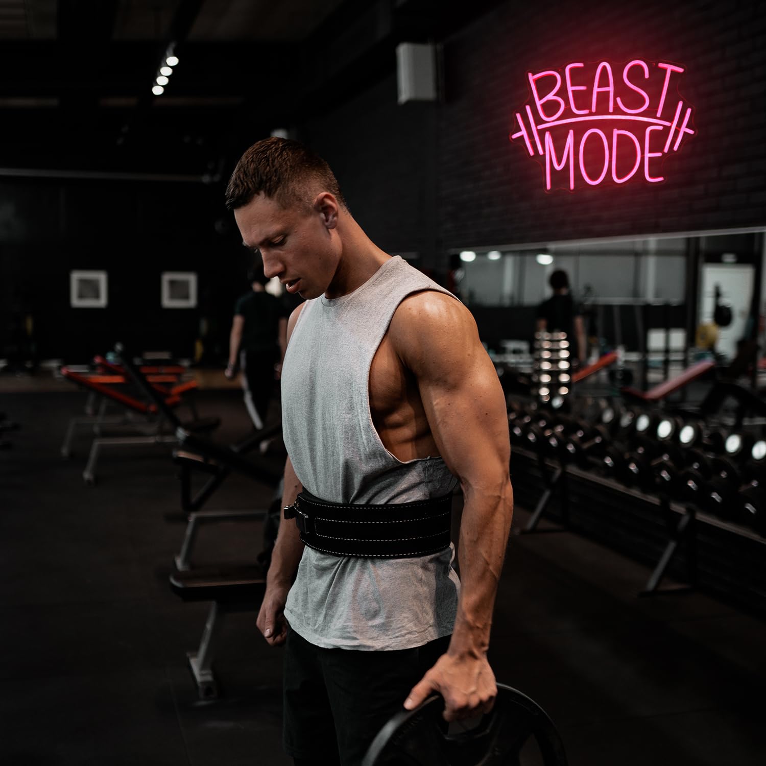 CKTBLEY LED Neon Wall Sign - Beast Mode Design for Gym Decor - Red Acrylic Light