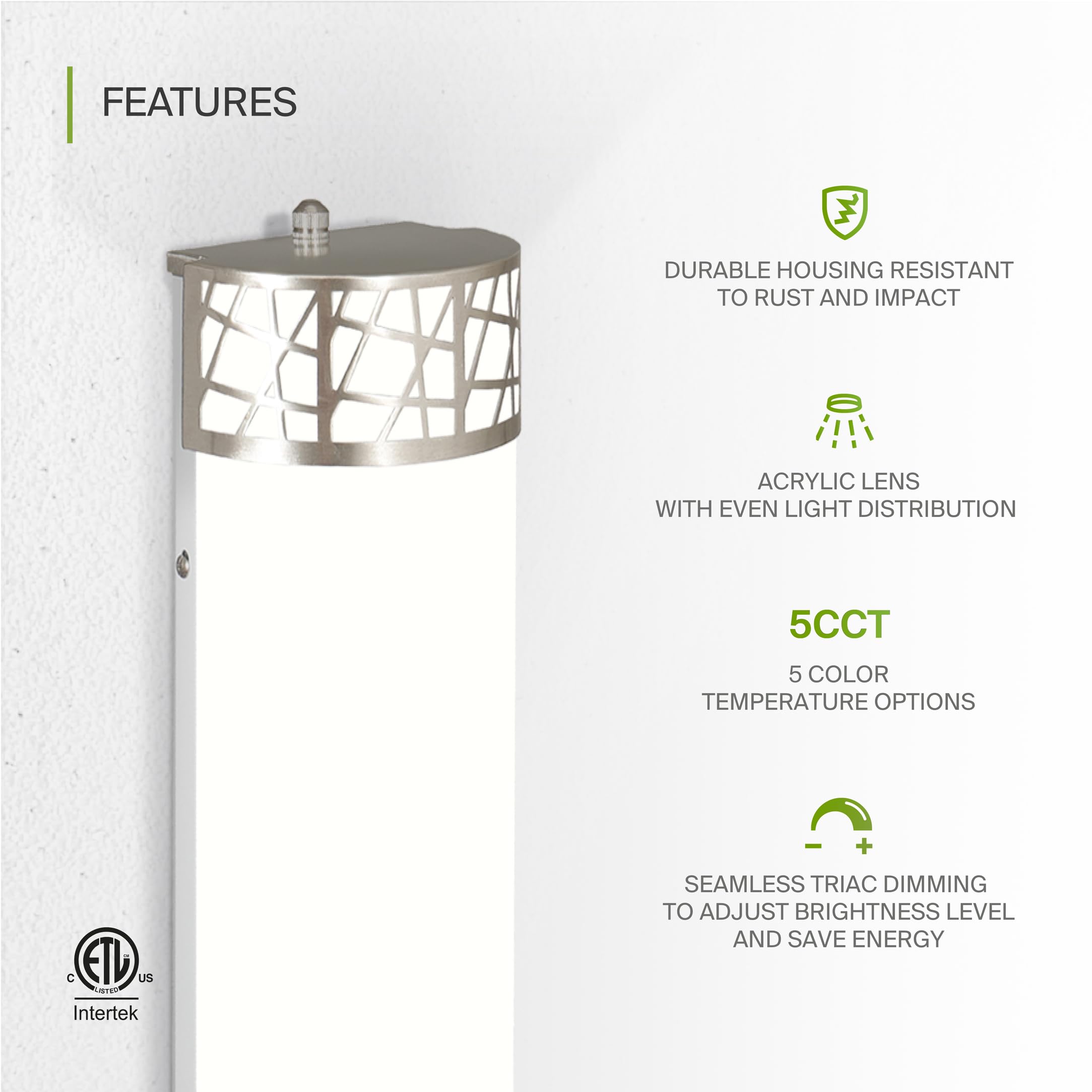 ASD 24 Inch LED Bathroom Vanity Light - Dimmable 25W, 2700K-5000K, Brushed Nickel, 4 Pack, Model A-LOFT-VF