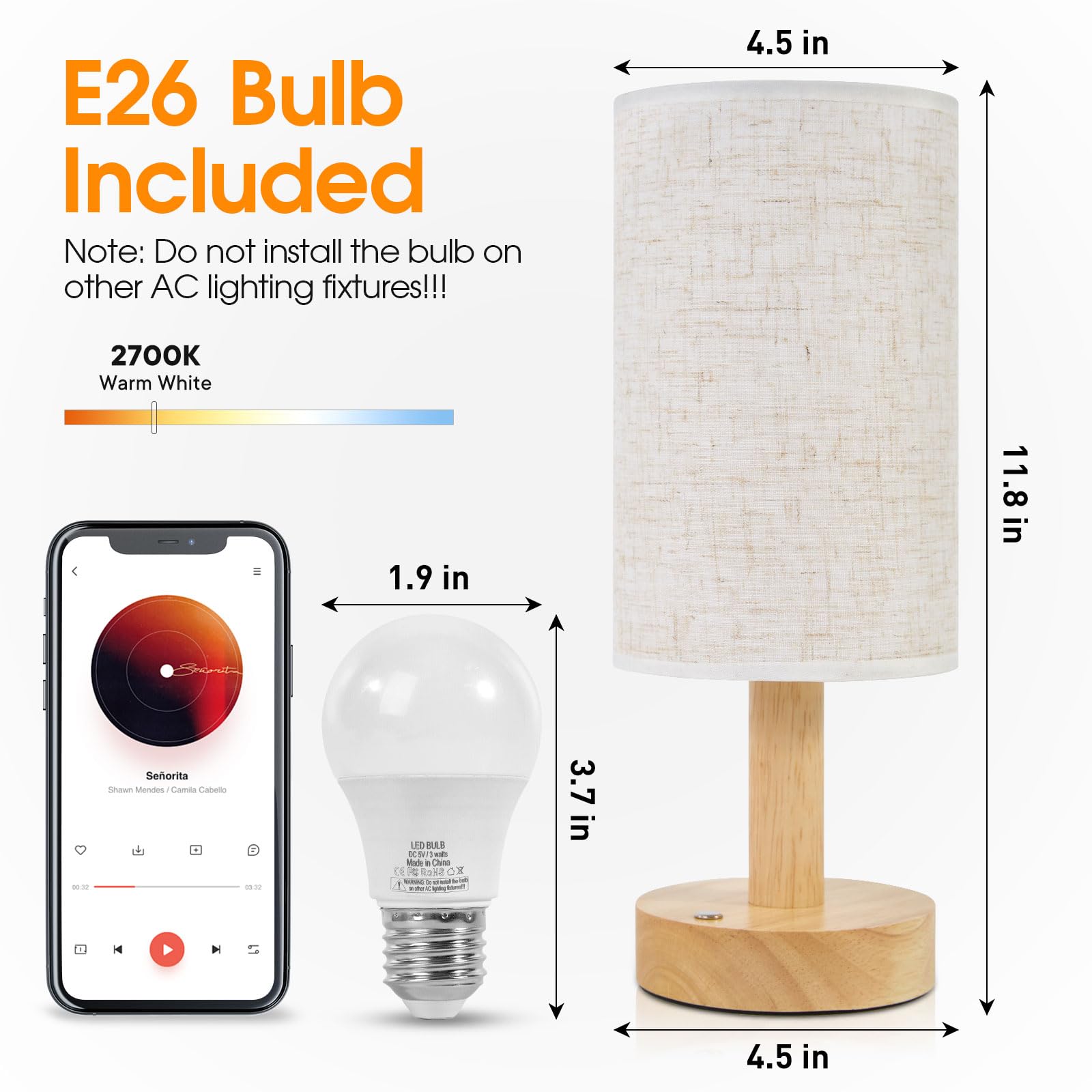 Small Cordless Touch Bedside Table Lamps Set Of 2,Minimalist Dimmable Battery-Powered Desk Lamps With Round Fabric Linen Shade,Mini Nightstand Warm Night Lights For Bedroom,Home,Living Room,Office