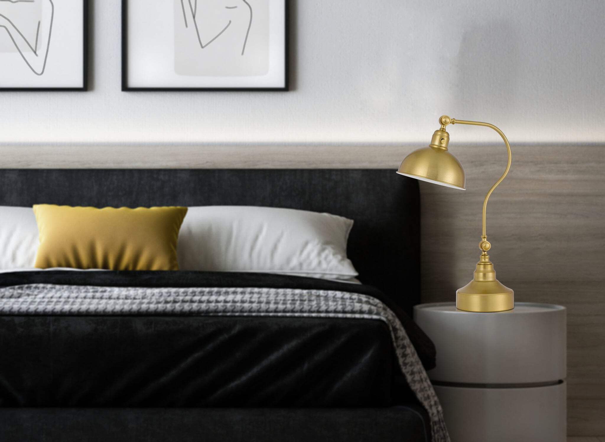 Homeroots 25 In. Metal Desk Table Lamp With Antiqued Brass Dome Shade, Model 524725