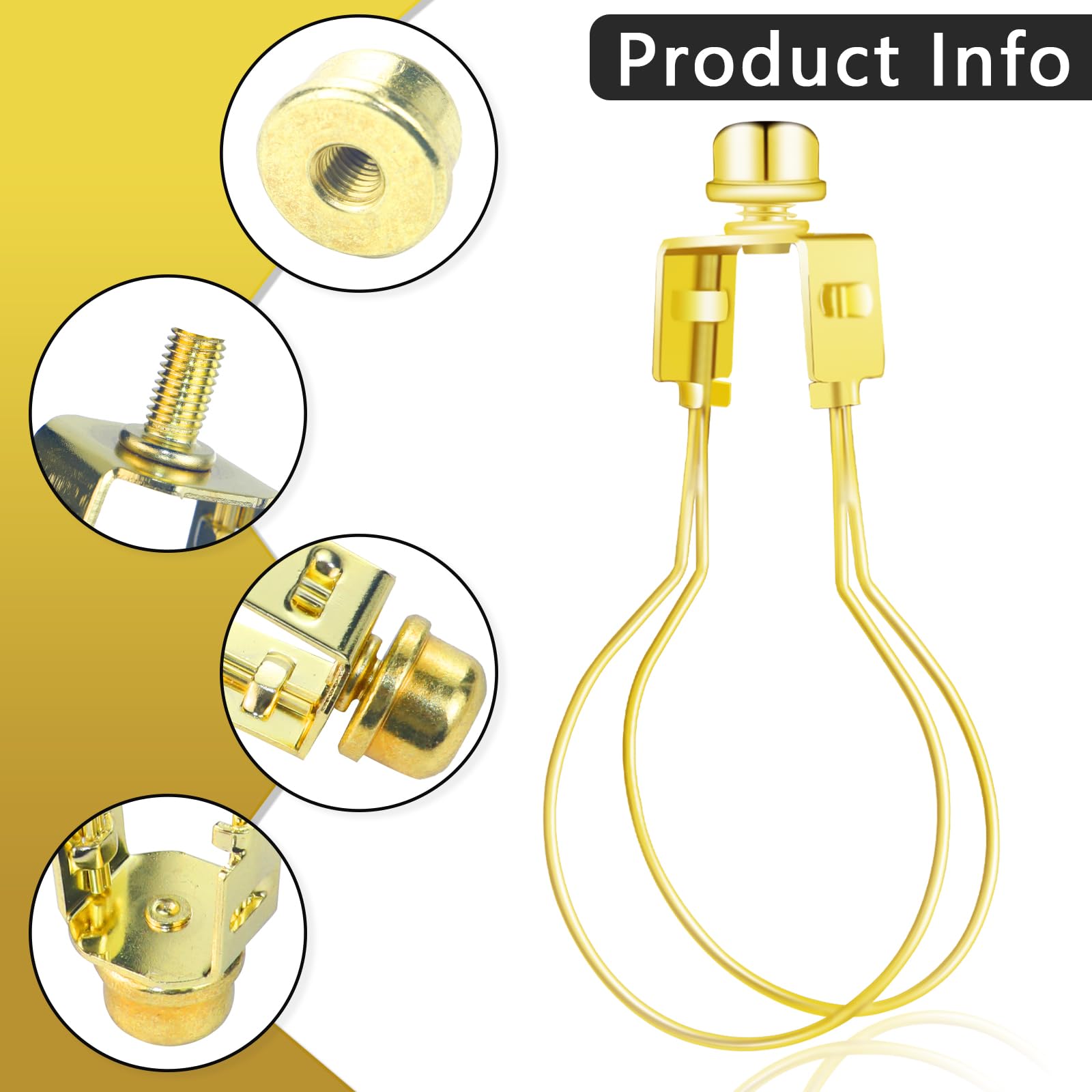 OXDFK 2 PCS Lamp Shade Clip Adapter Kit, Includes Finial & Levellers, Gold, Model OXDFK