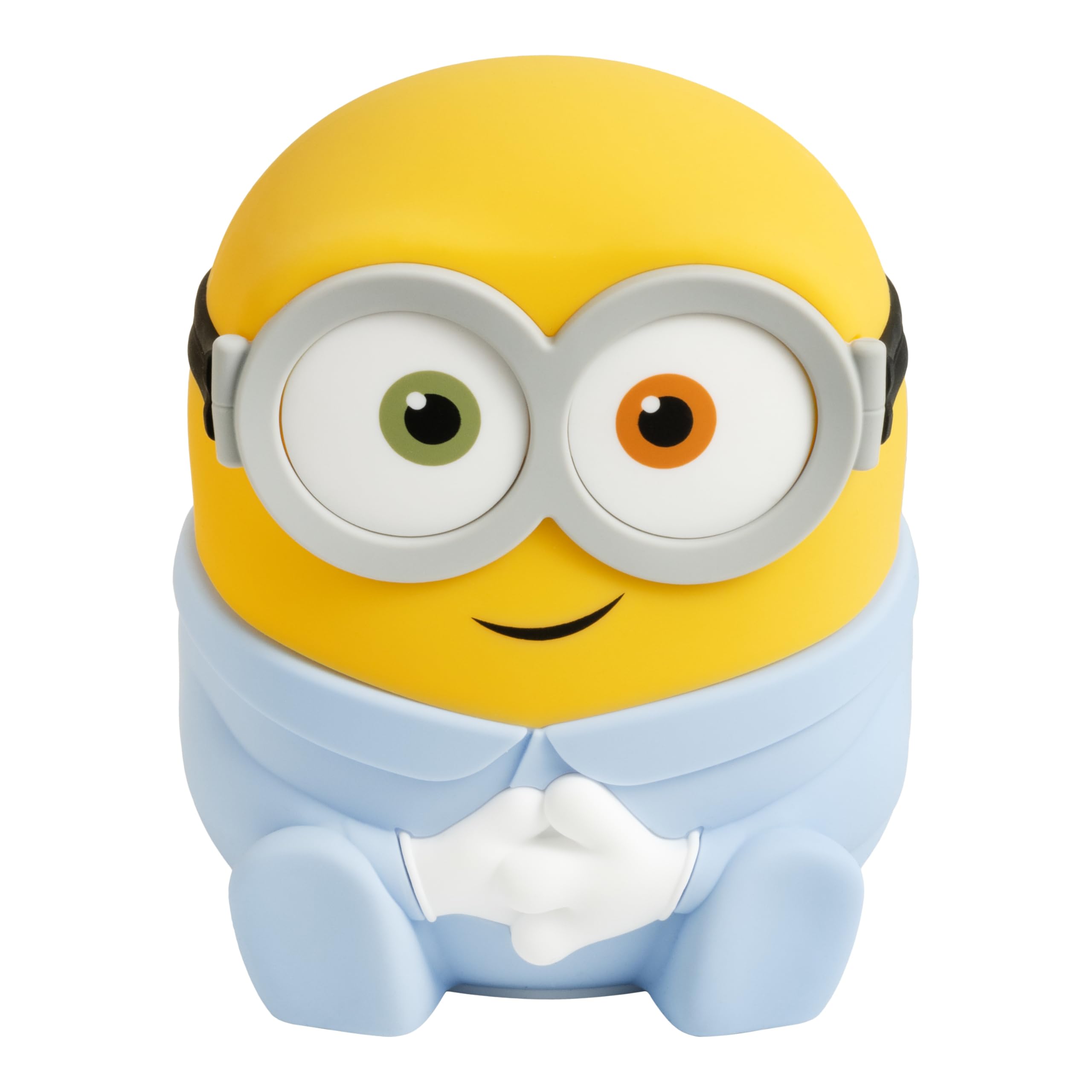 Minions Bob SquishyGlo Silicone Night Light, Officially Licensed Soft Touch Rechargeable Lamp with Auto-Off Timer for Bedrooms &