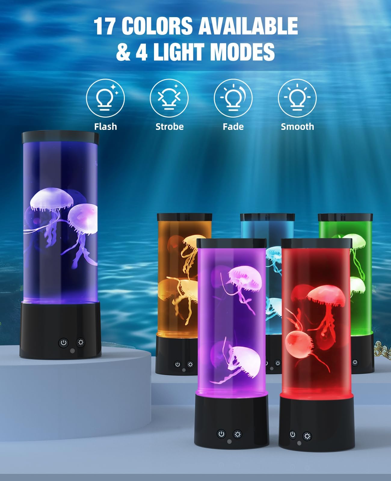 Guardwee Jellyfish Lamp With 17 Light Effects - Mood Table Lamp Night Light With Remote, Jelly Fish Tank Aquarium For Living Roo
