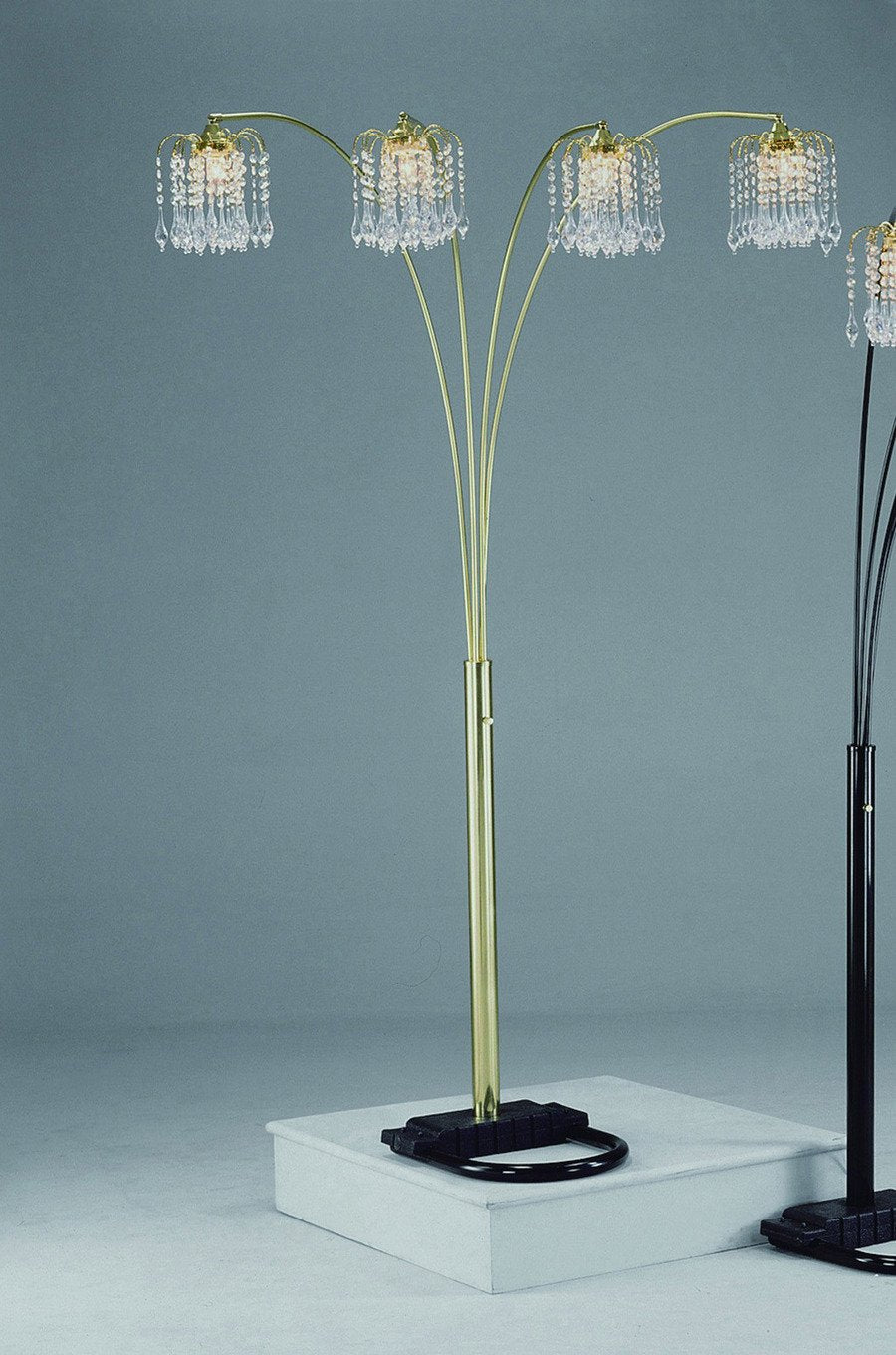 Gold Rain Drop Arc Floor Lamp 91H by Crown Mark
