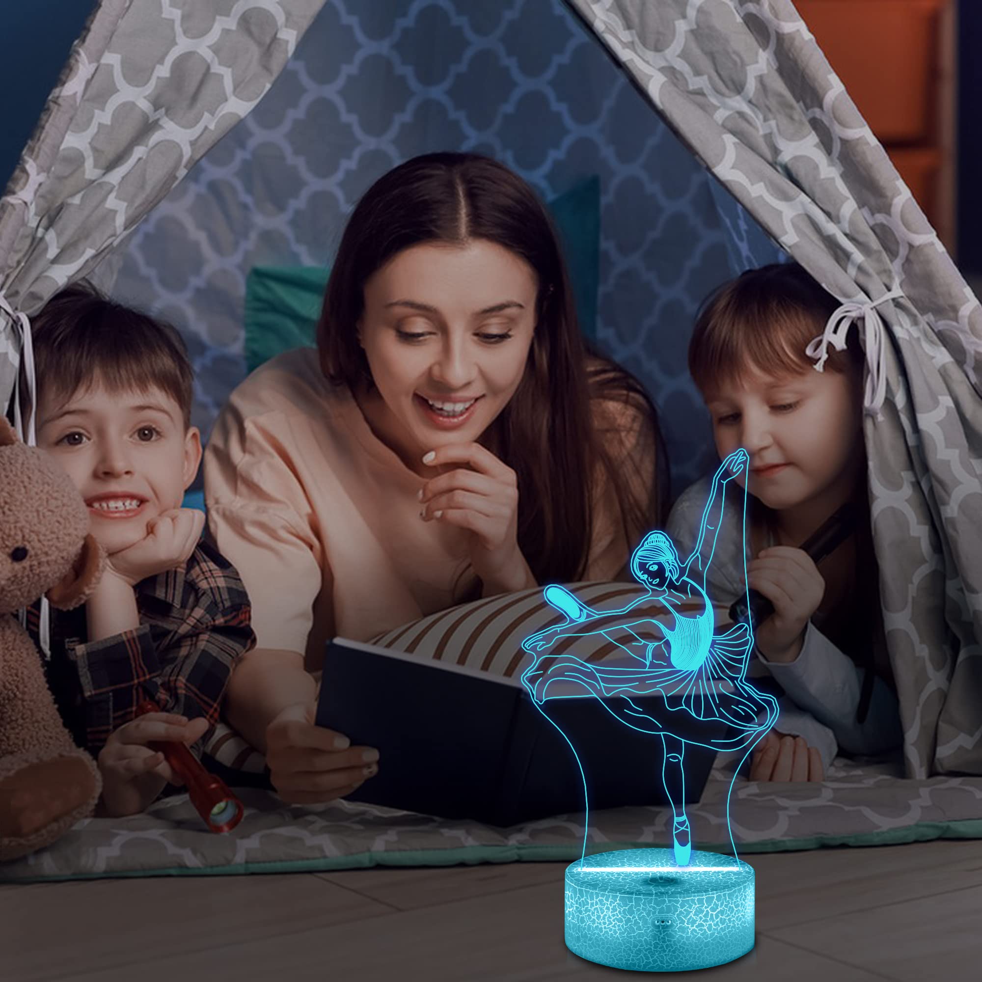 Lampeez Ballet Gifts Kids 3D Ballerina Night Light Ballet Dancer Lamp With 16 Colors Remote Control Changing Birthday Xmas Gift