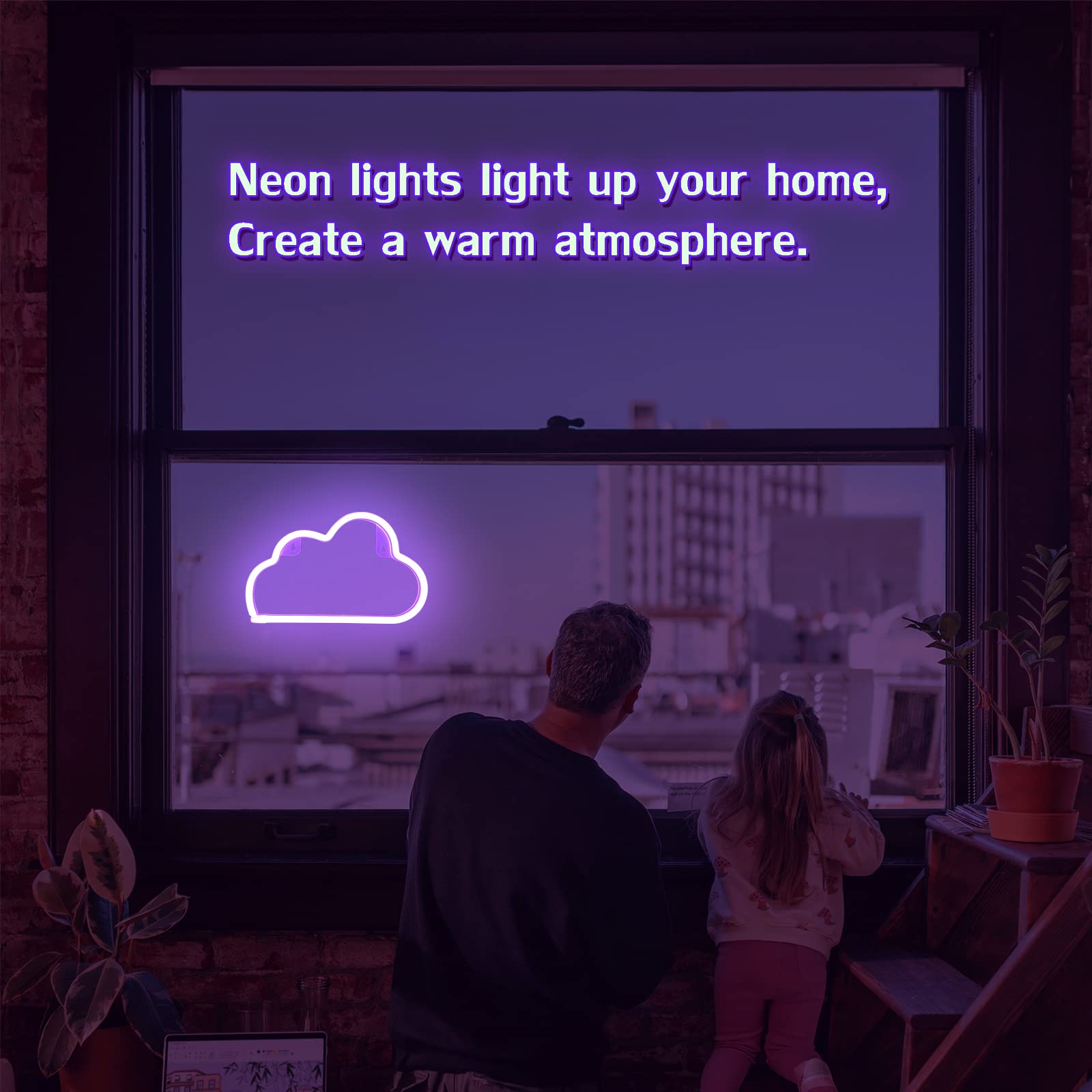 Bernicekelly Led Cloud Neon Sign - Purple Wall Decor, Battery/Usb Powered For Bedroom Aesthetic, Perfect For Kids Rooms And Parties