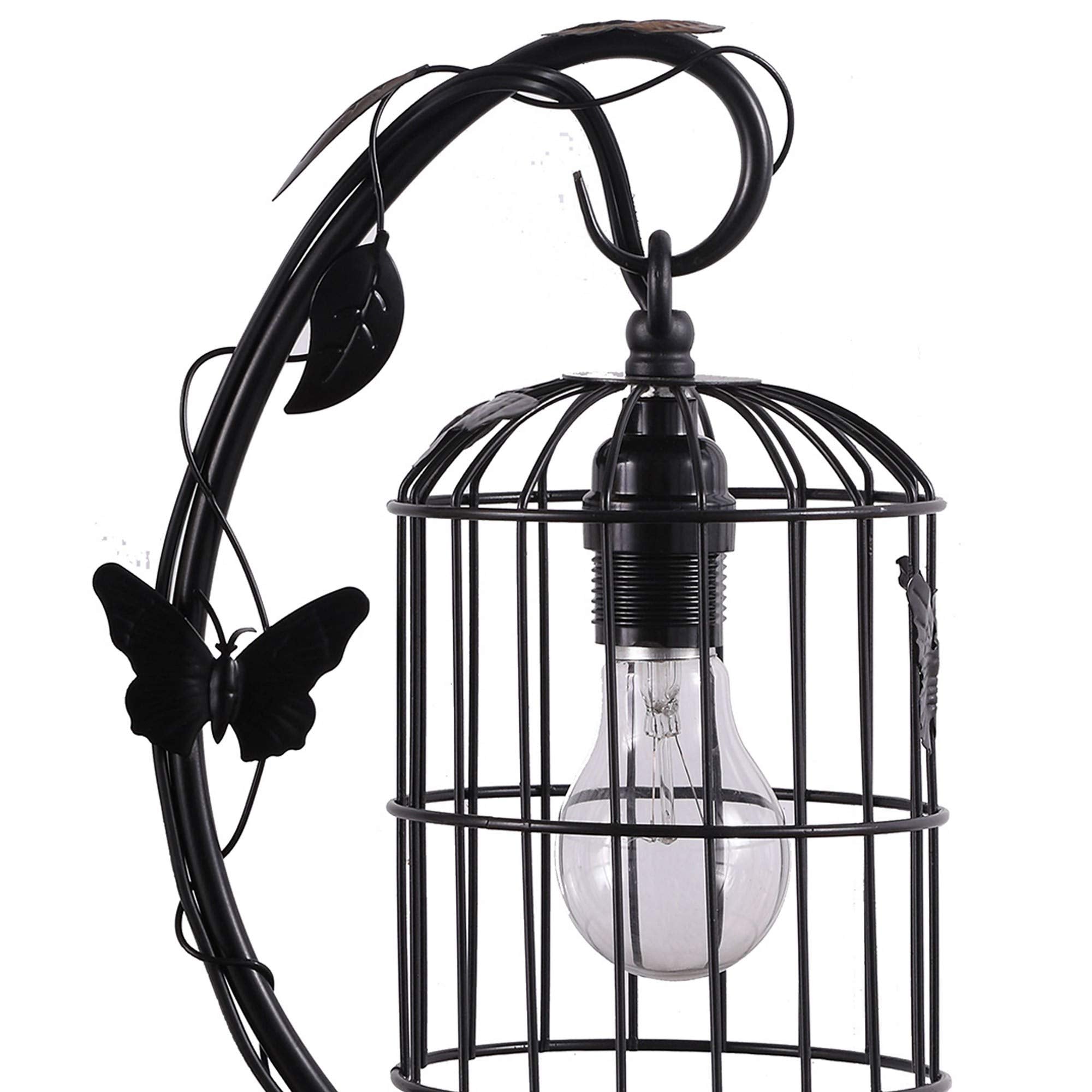 Benjara Bm233938 17.5 X 5 X 8.25 In. Arc Design Metal Table Lamp With Birdcage Shade, Black
