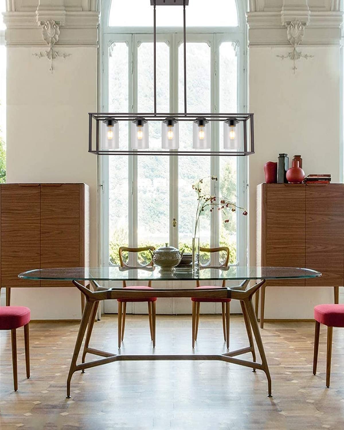 Eidonta Clear Glass Shade Covers 4 Pack, 5.5In Height, Replacement For Chandeliers & Sconces