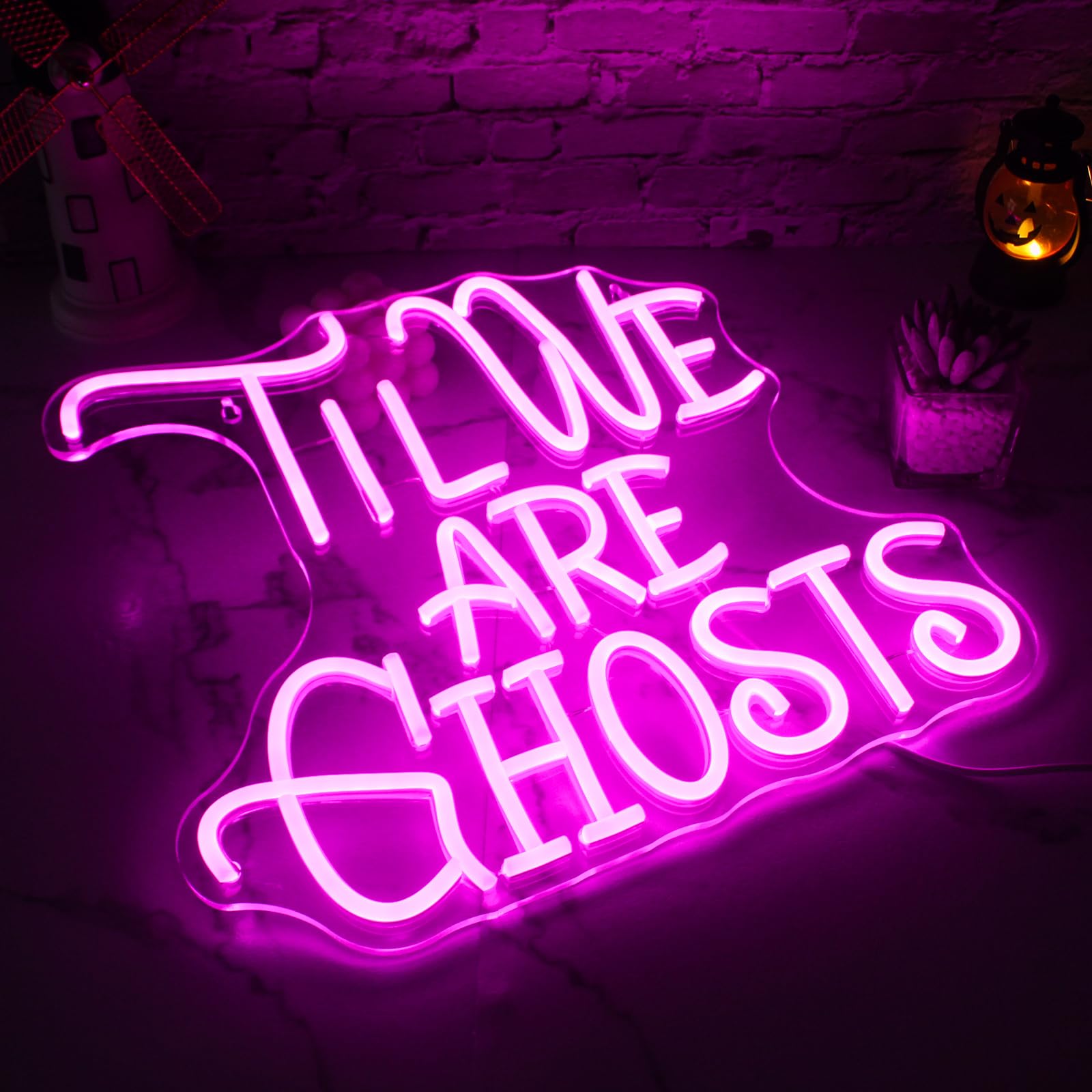 Til We Are Ghost Neon Sign Pink Gothic Home Decor ValentineS Day Decor Sign Goth Room Sign For Bedroom Living Room Office Dorm Valentines Gift Birthday Wedding Party Decor Halloween