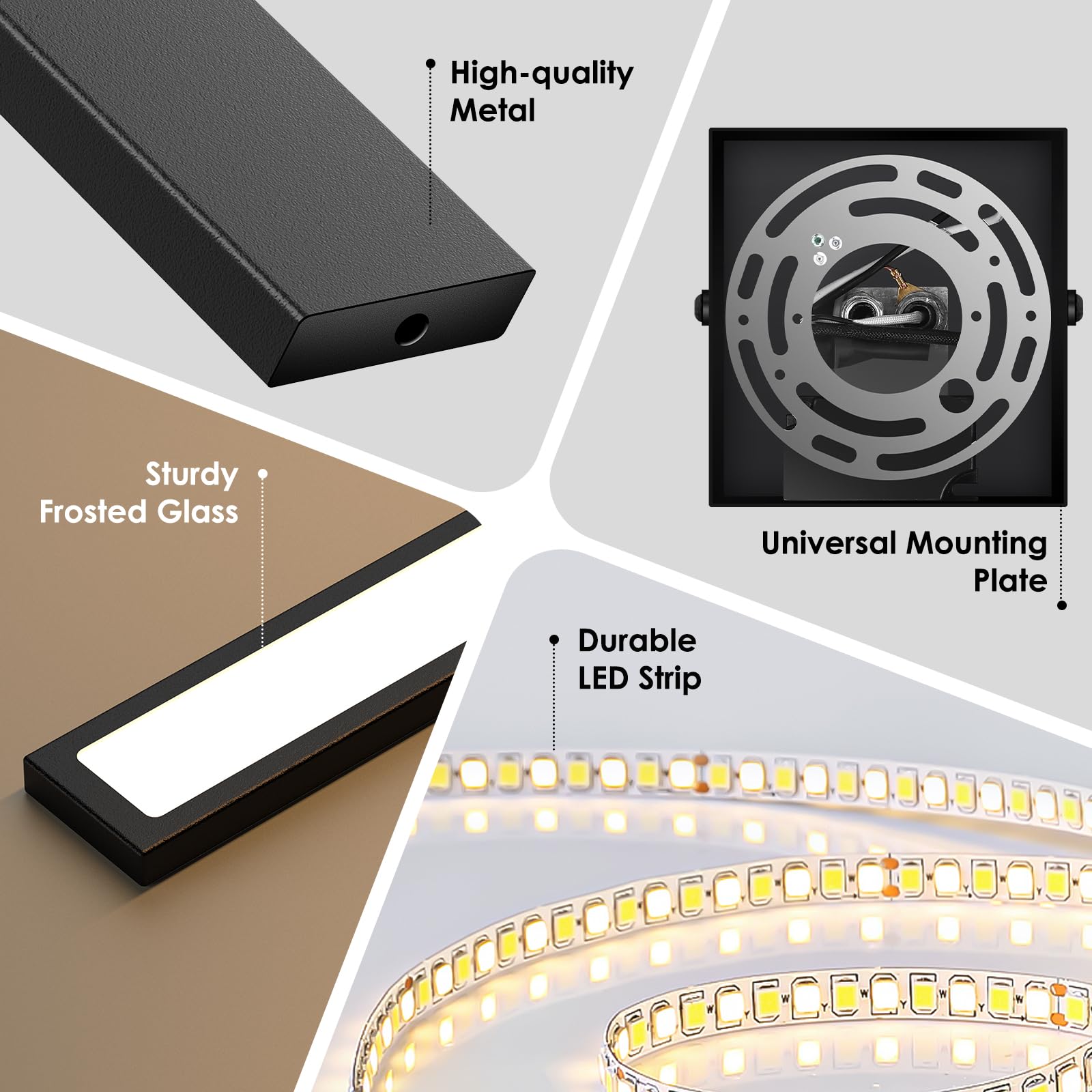 BesLowe 39in Black LED Outdoor Wall Lights, 2-Pack Waterproof Metal Sconces, Modern Design for Porch and Garage
