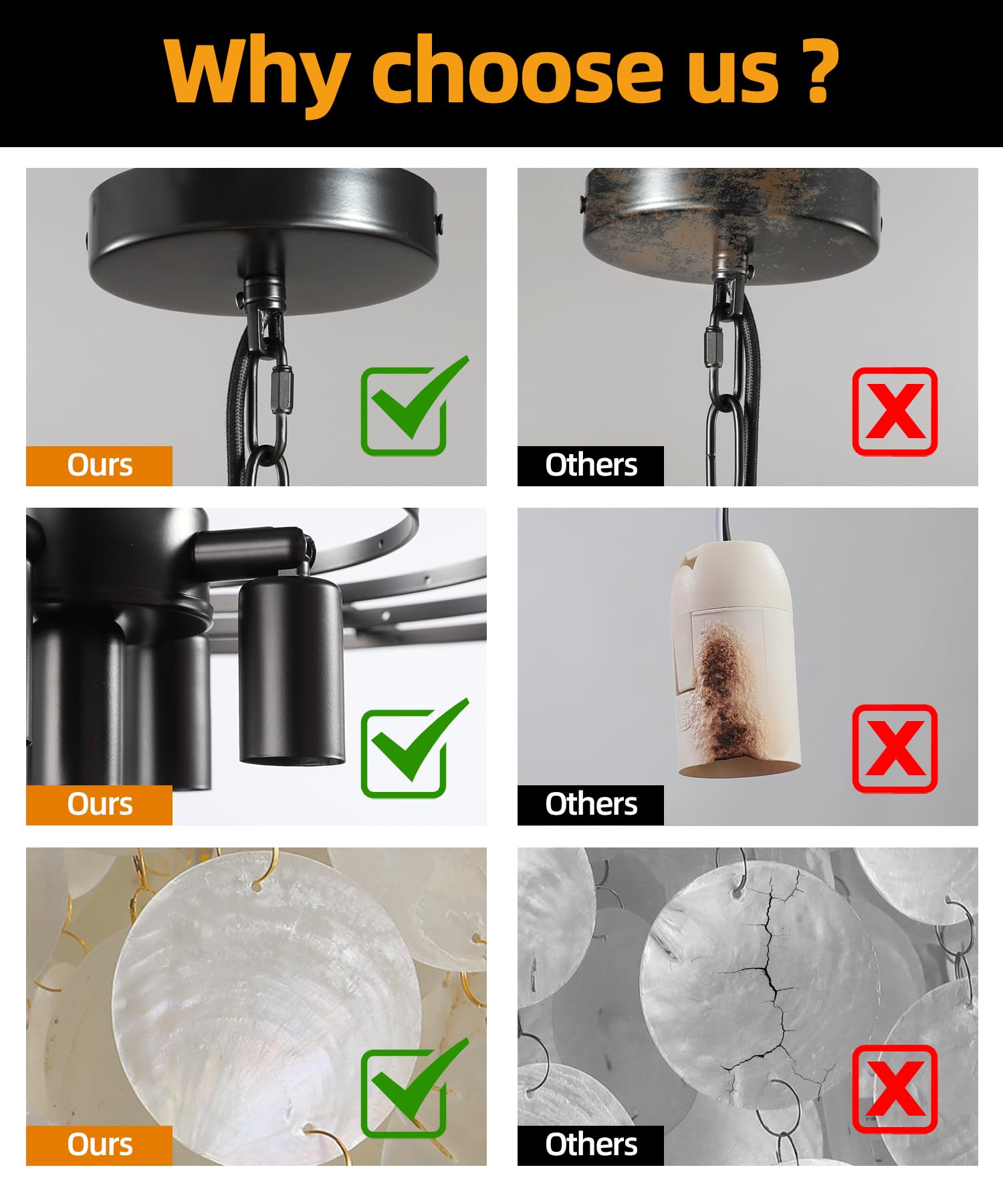 Zedsun Modern Capiz Chandelier Lighting 5 Lights, Natural Shell Hanging Ceiling Light Fixtures Contemporary Seashell Coastal Cha