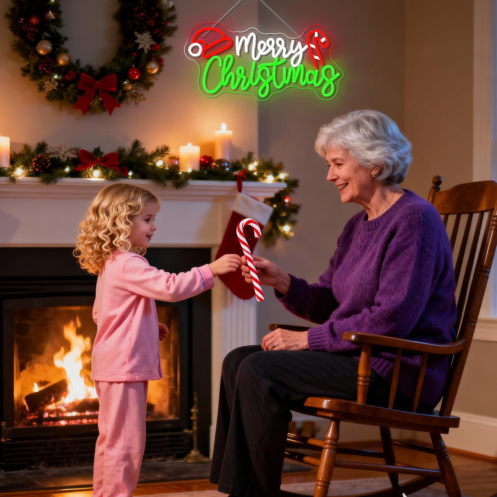 Nosun Nosun Merry Christmas Candy Cane Neon Sign Led Lighted Dimmable Switch Christmas Gift Decorations For Xmas Party Kids Bedroom Bar Pub Club Decor