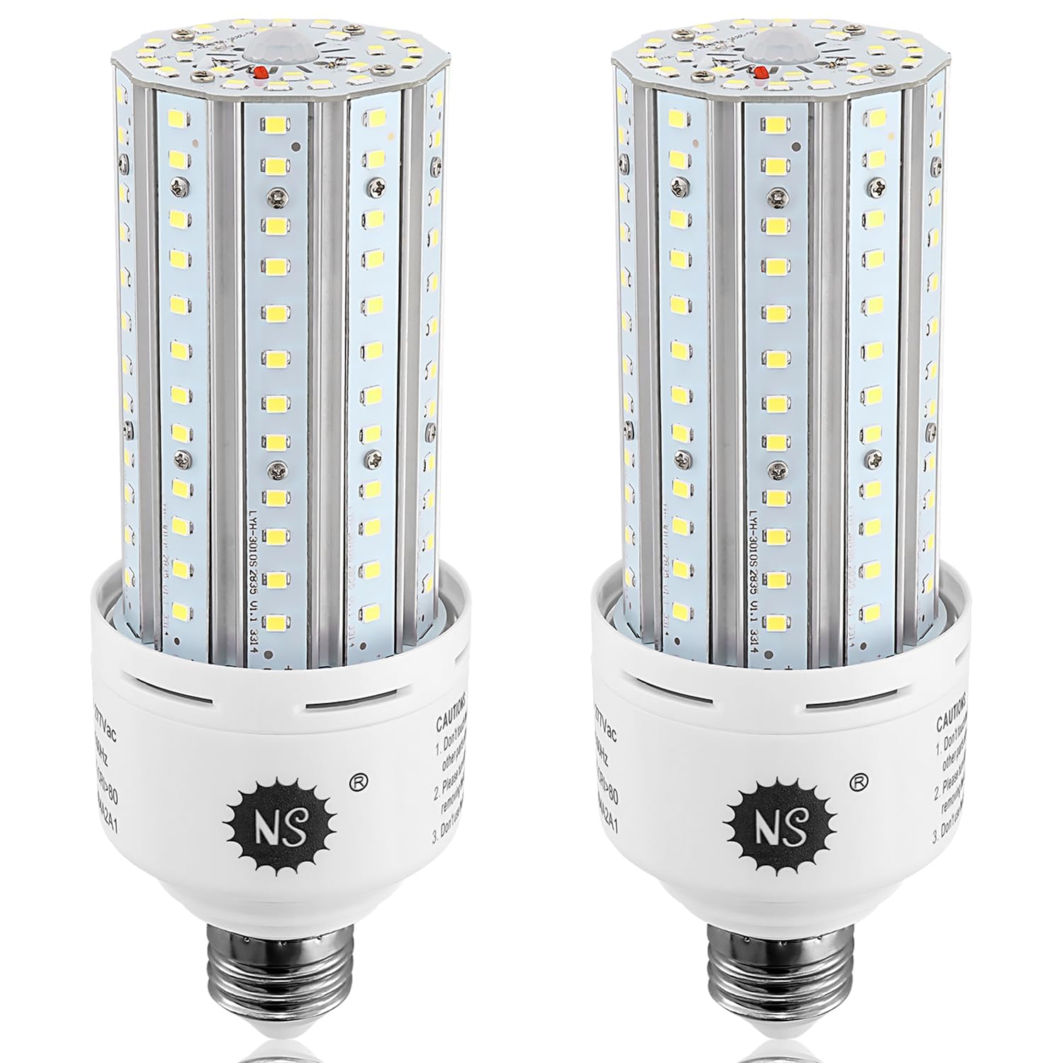 Ns 75W Motion Sensor Light Bulbs 2-Pack, 7500Lm Dusk To Dawn Security Lights, E26 Auto On/Off, 5000K Daylight For Garage, Front 
